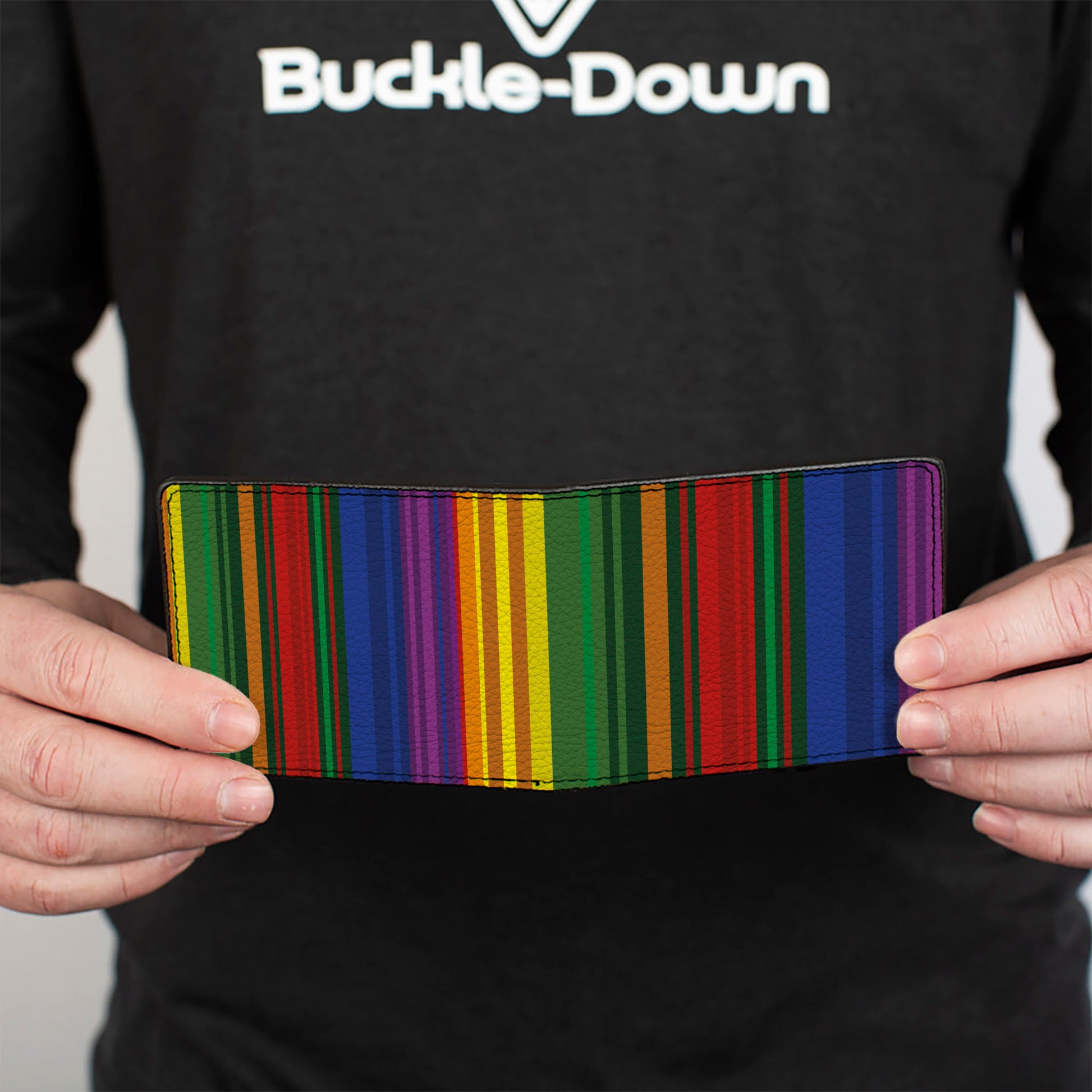 Bi-Fold Wallet - Zarape8 Vertical Multi Color Stripe Bi-Fold Wallets Buckle-Down