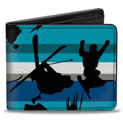 Bi-Fold Wallet - Action Ski Pose Tree Silhouettes Stripes Blues Black Bi-Fold Wallets Buckle-Down
