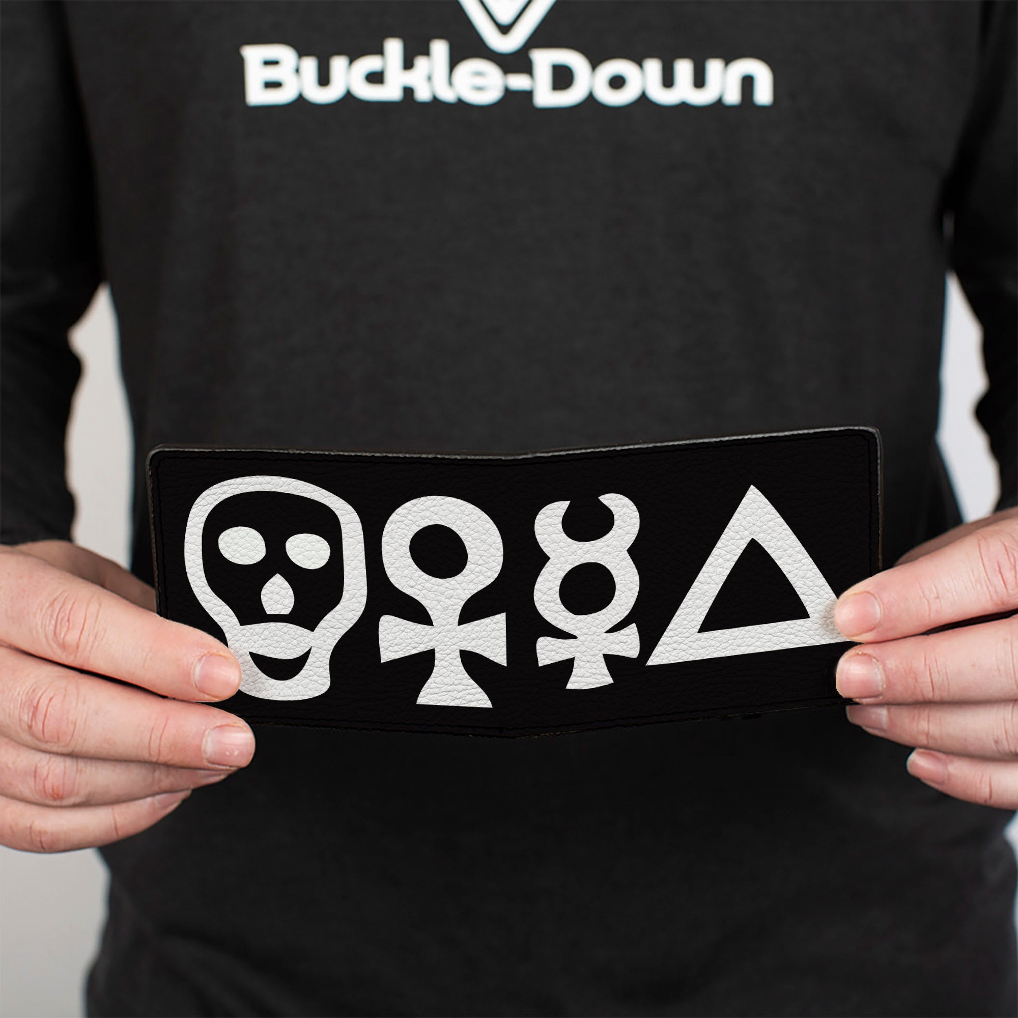 Bi-Fold Wallet - Alchemy Symbols CLOSE-UP Black White Bi-Fold Wallets Buckle-Down