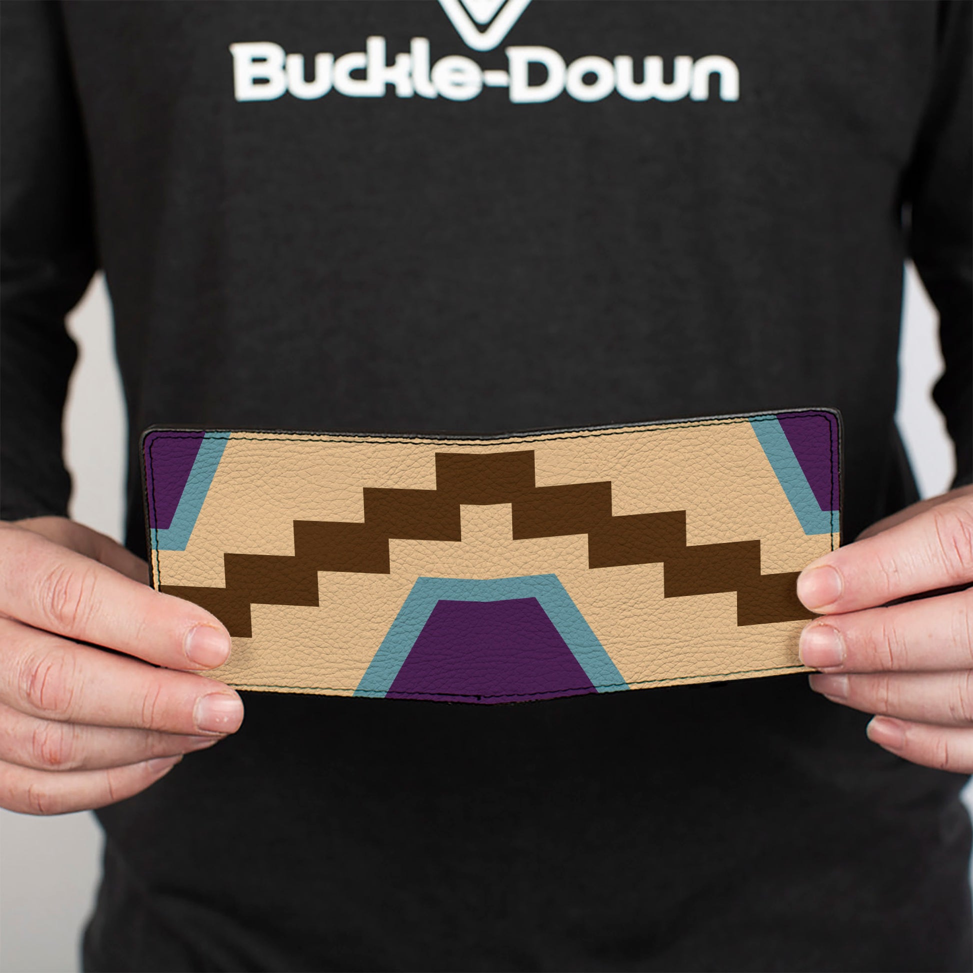 Bi-Fold Wallet - Aztec18 Tan Brown Turquoise Purple Bi-Fold Wallets Buckle-Down