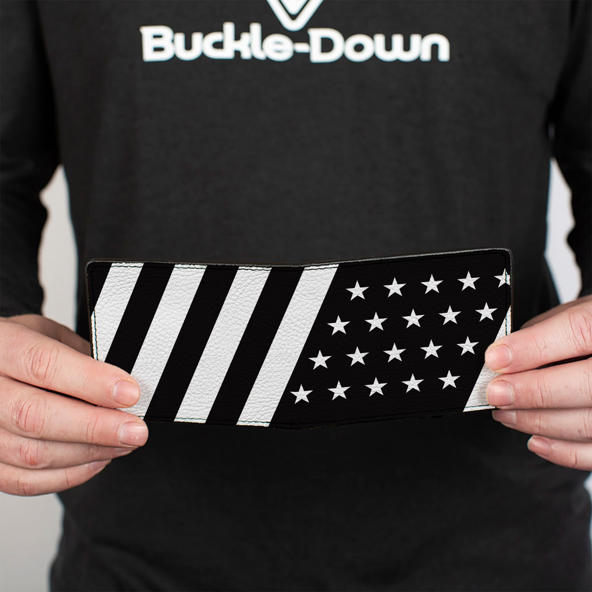 Bi-Fold Wallet - American Flag Diagonal Black White Bi-Fold Wallets Buckle-Down