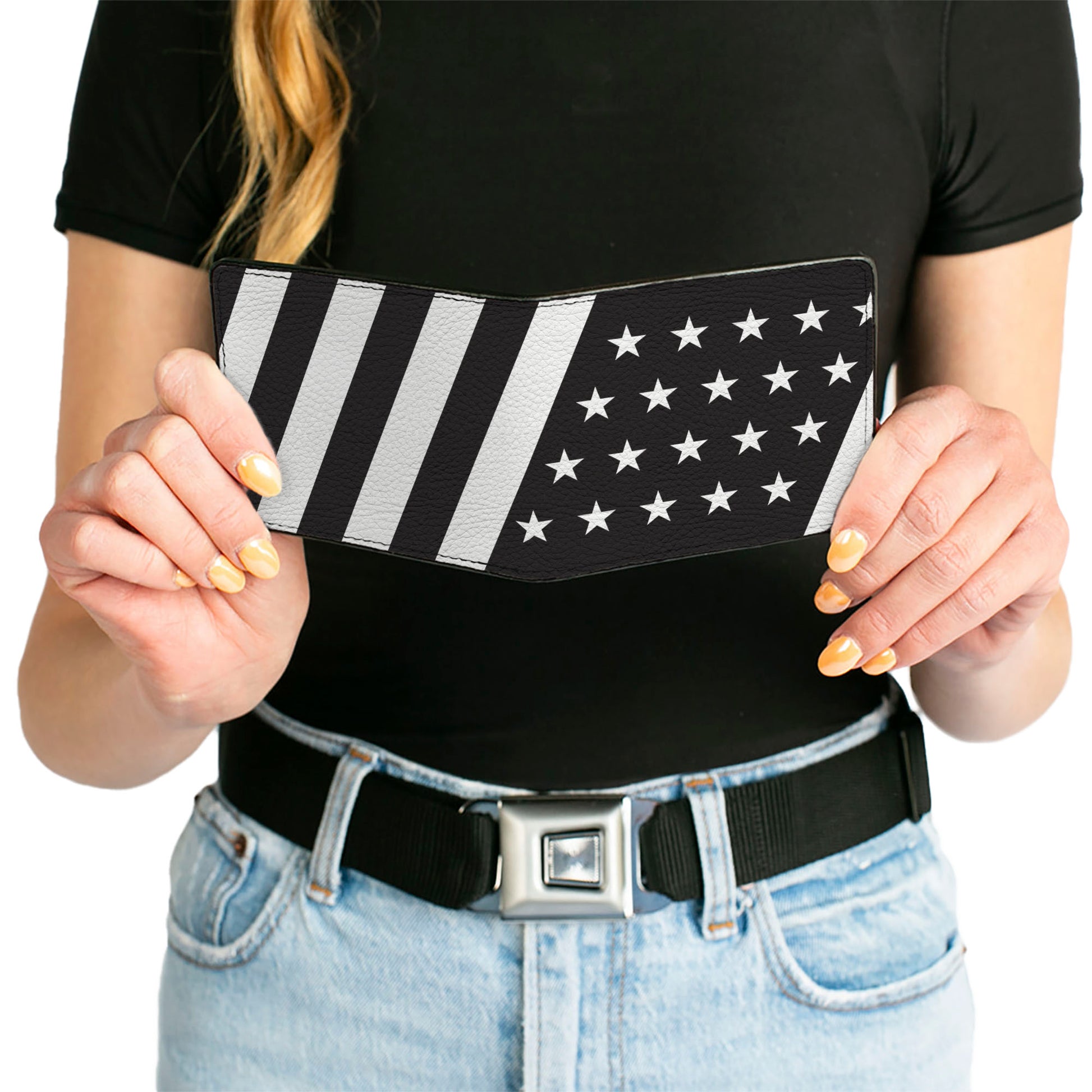 Bi-Fold Wallet - American Flag Diagonal Black White Bi-Fold Wallets Buckle-Down
