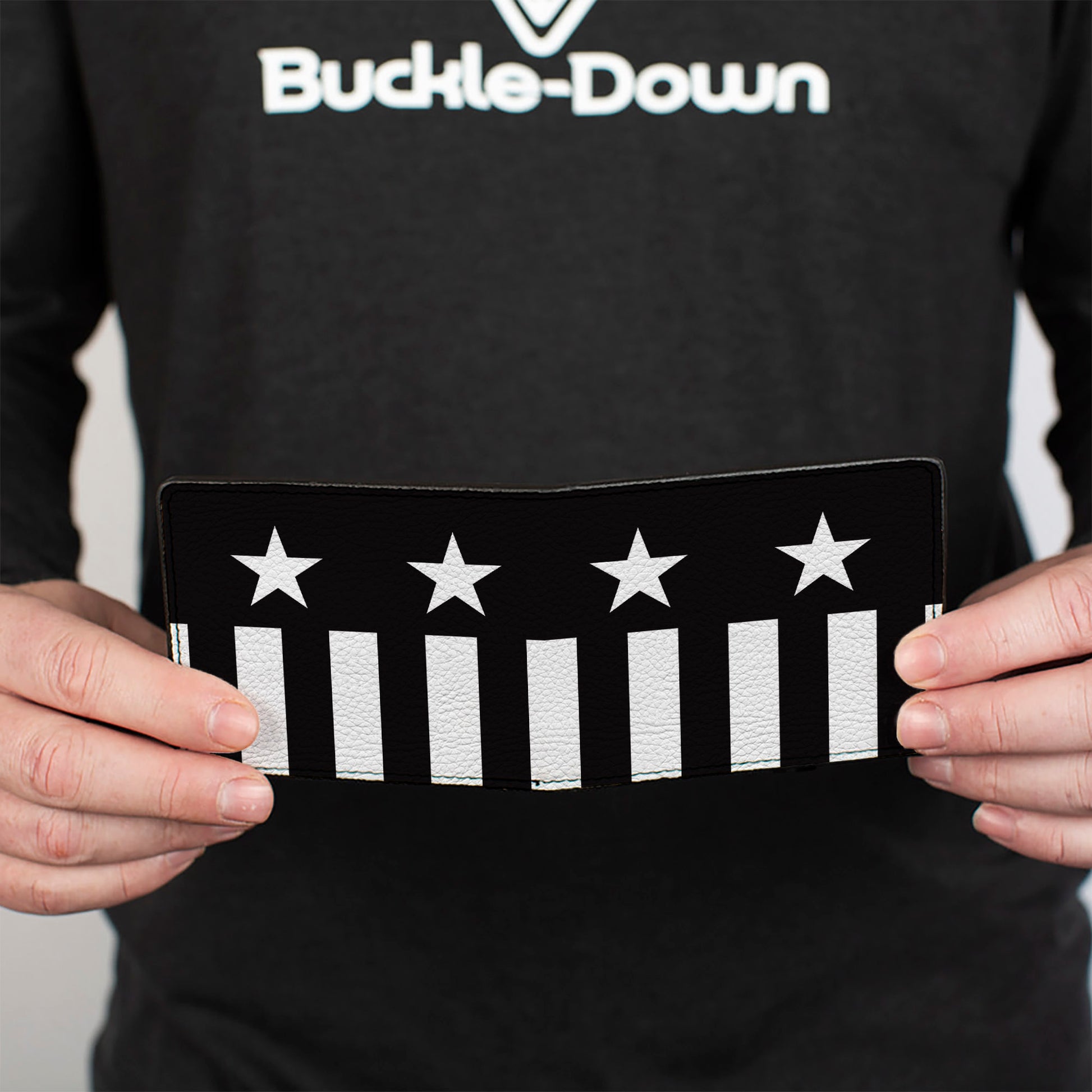 Bi-Fold Wallet - Americana Stars & Stripes Black White Bi-Fold Wallets Buckle-Down
