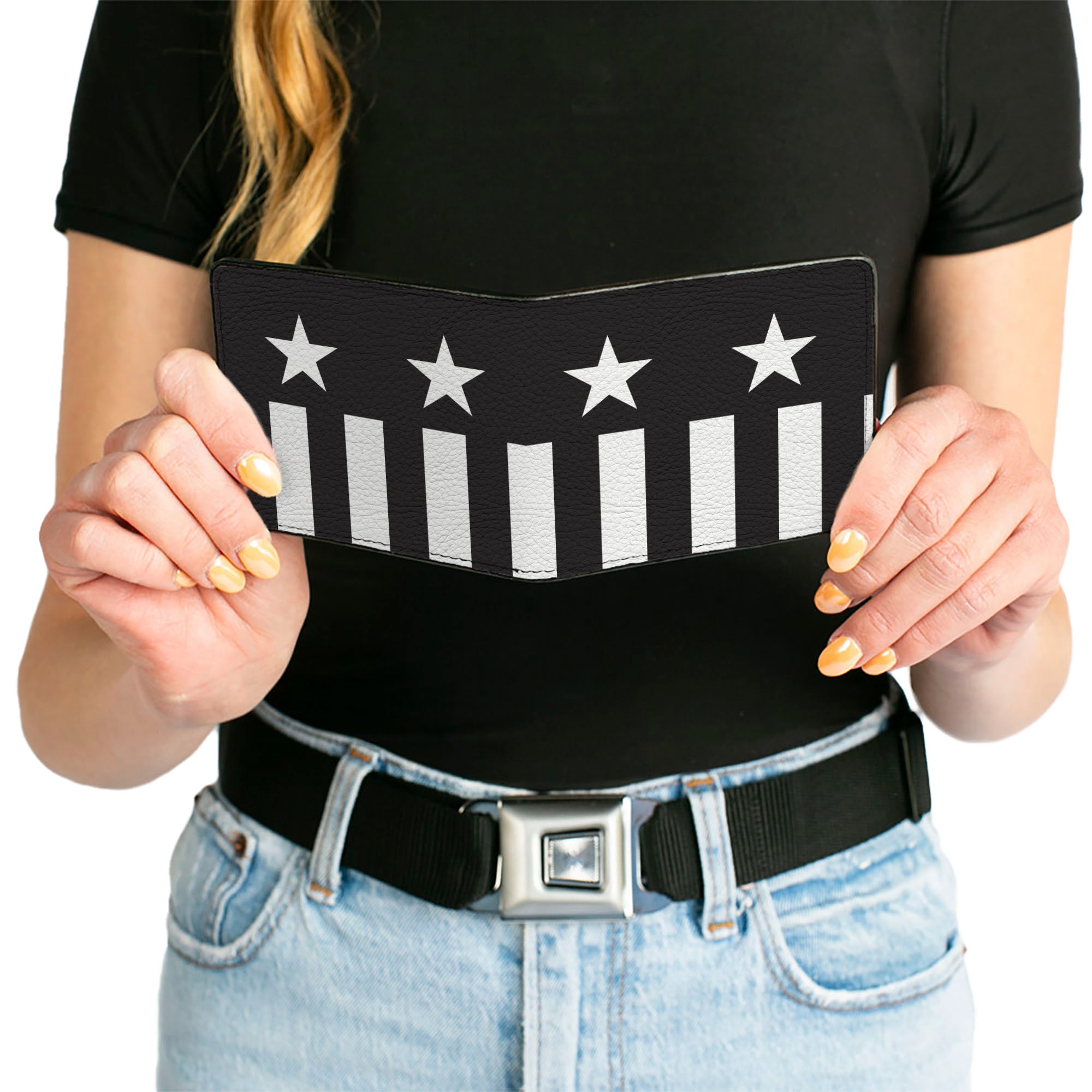 Bi-Fold Wallet - Americana Stars & Stripes Black White Bi-Fold Wallets Buckle-Down