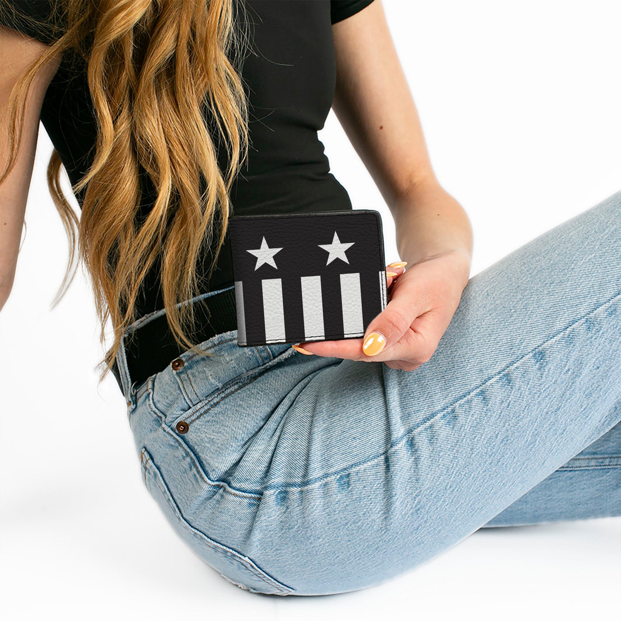 Bi-Fold Wallet - Americana Stars & Stripes Black White Bi-Fold Wallets Buckle-Down