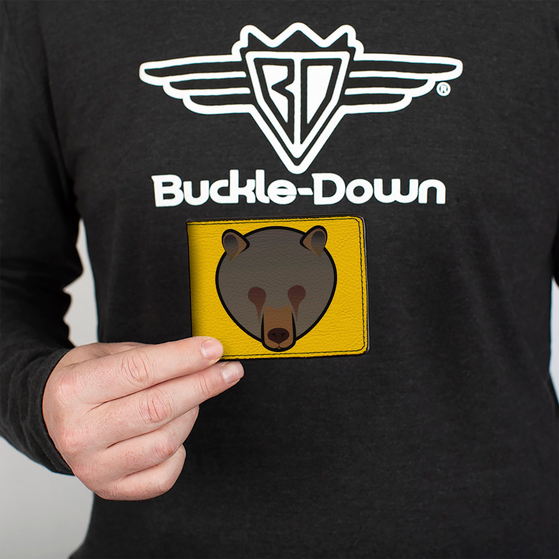 Bi-Fold Wallet - Brown Bear Repeat Yellow Bi-Fold Wallets Buckle-Down