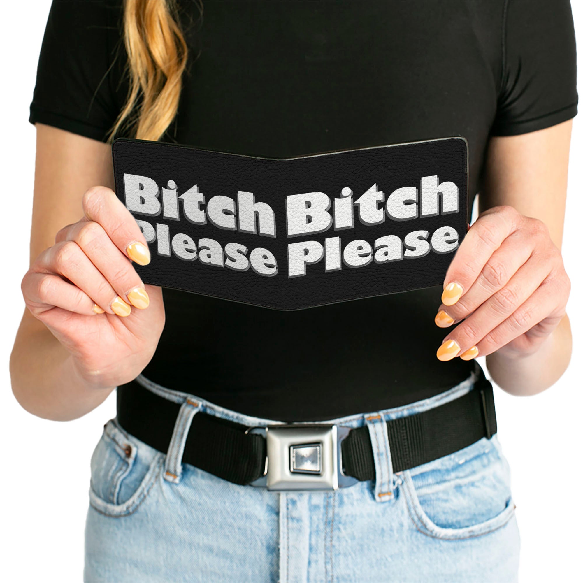 Bi-Fold Wallet - BITCH PLEASE Black White Bi-Fold Wallets Buckle-Down