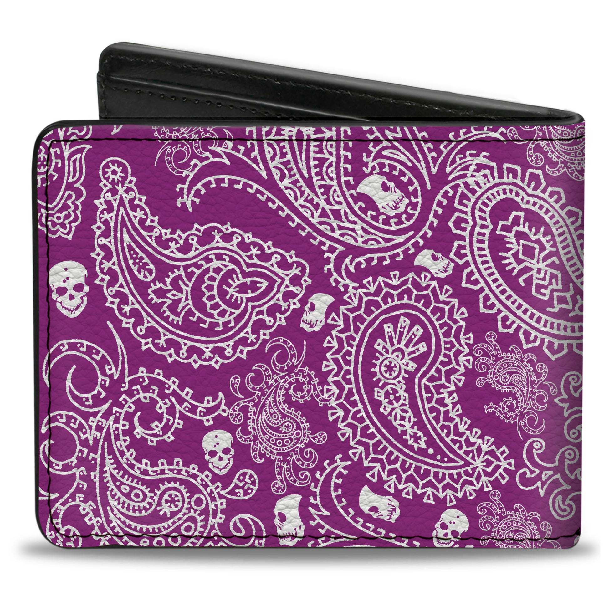 Bi-Fold Wallet - Bandana Skulls Purple White Bi-Fold Wallets Buckle-Down