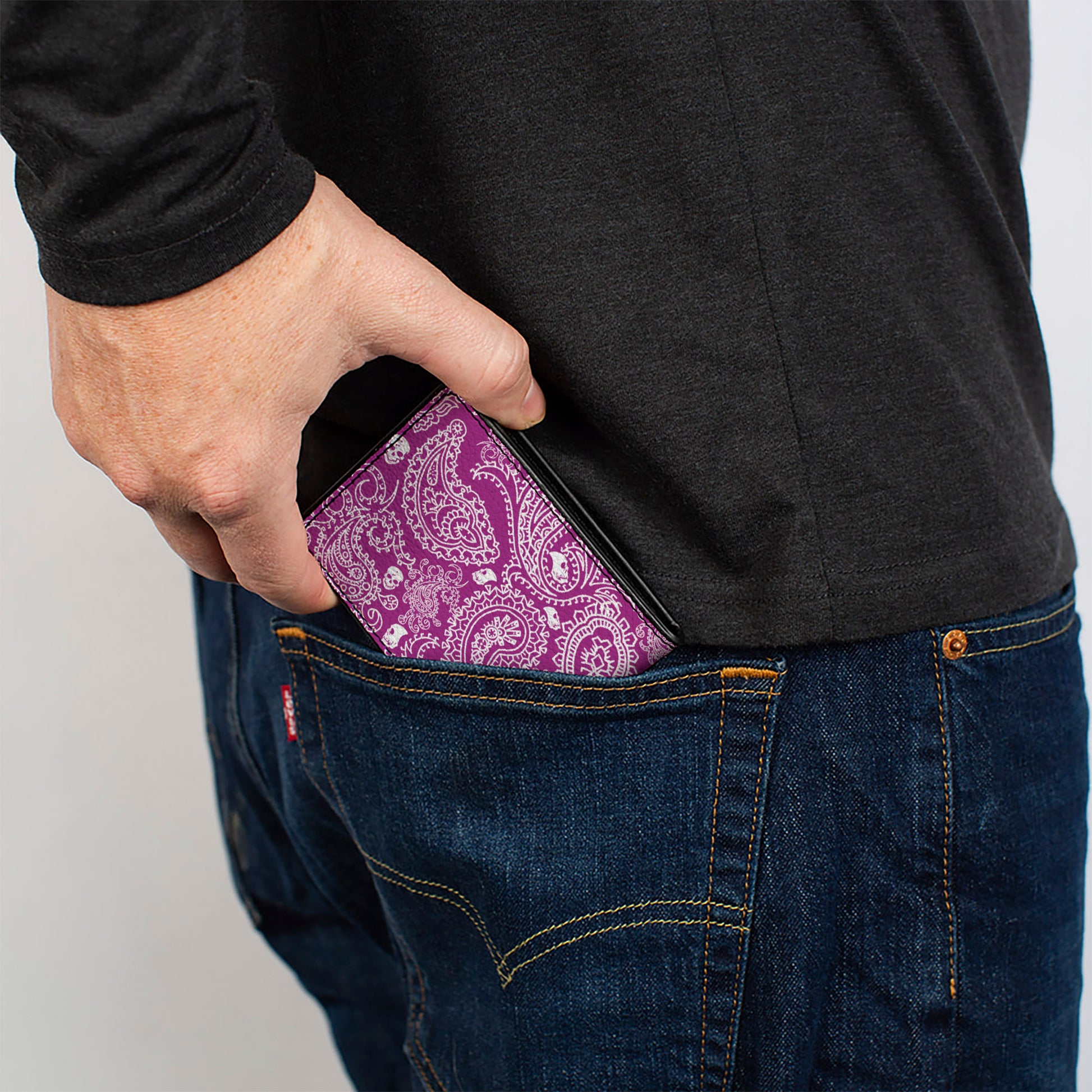 Bi-Fold Wallet - Bandana Skulls Purple White Bi-Fold Wallets Buckle-Down