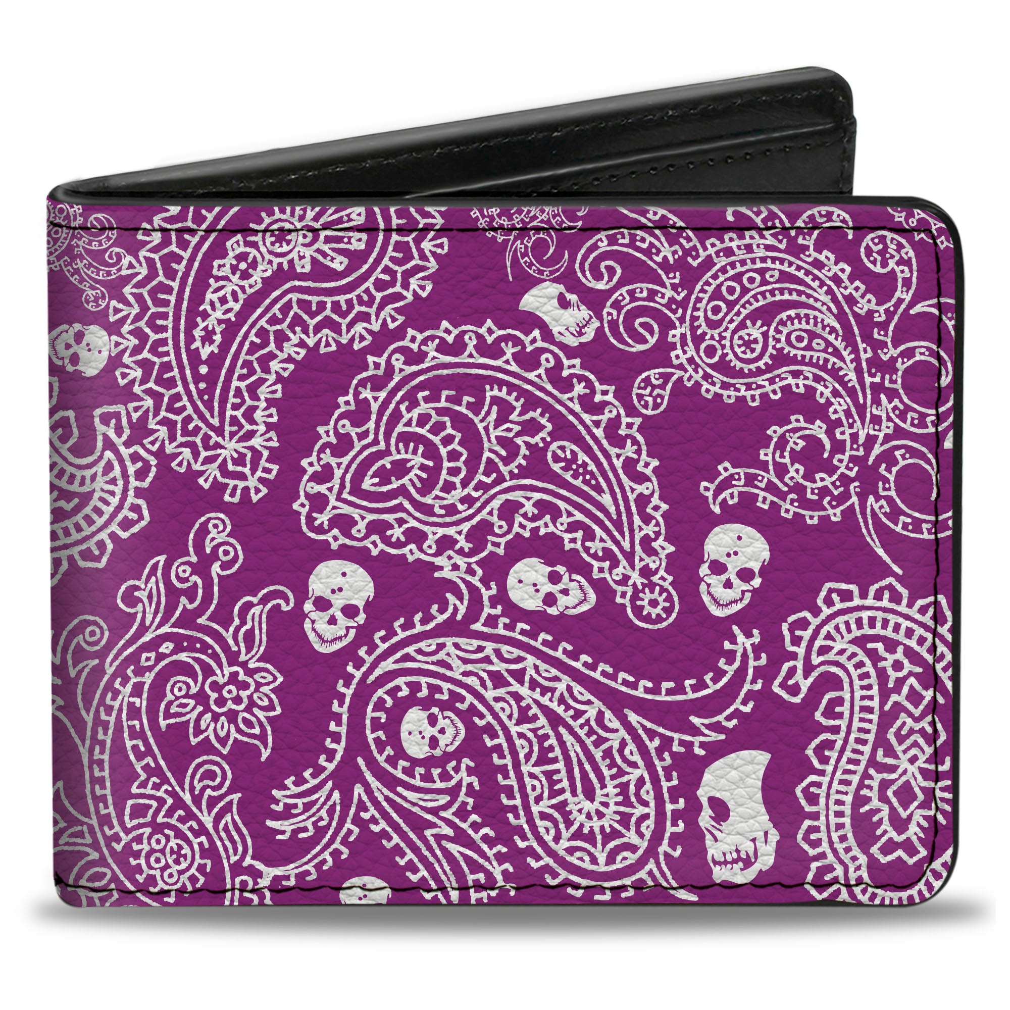 Bi-Fold Wallet - Bandana Skulls Purple White Bi-Fold Wallets Buckle-Down