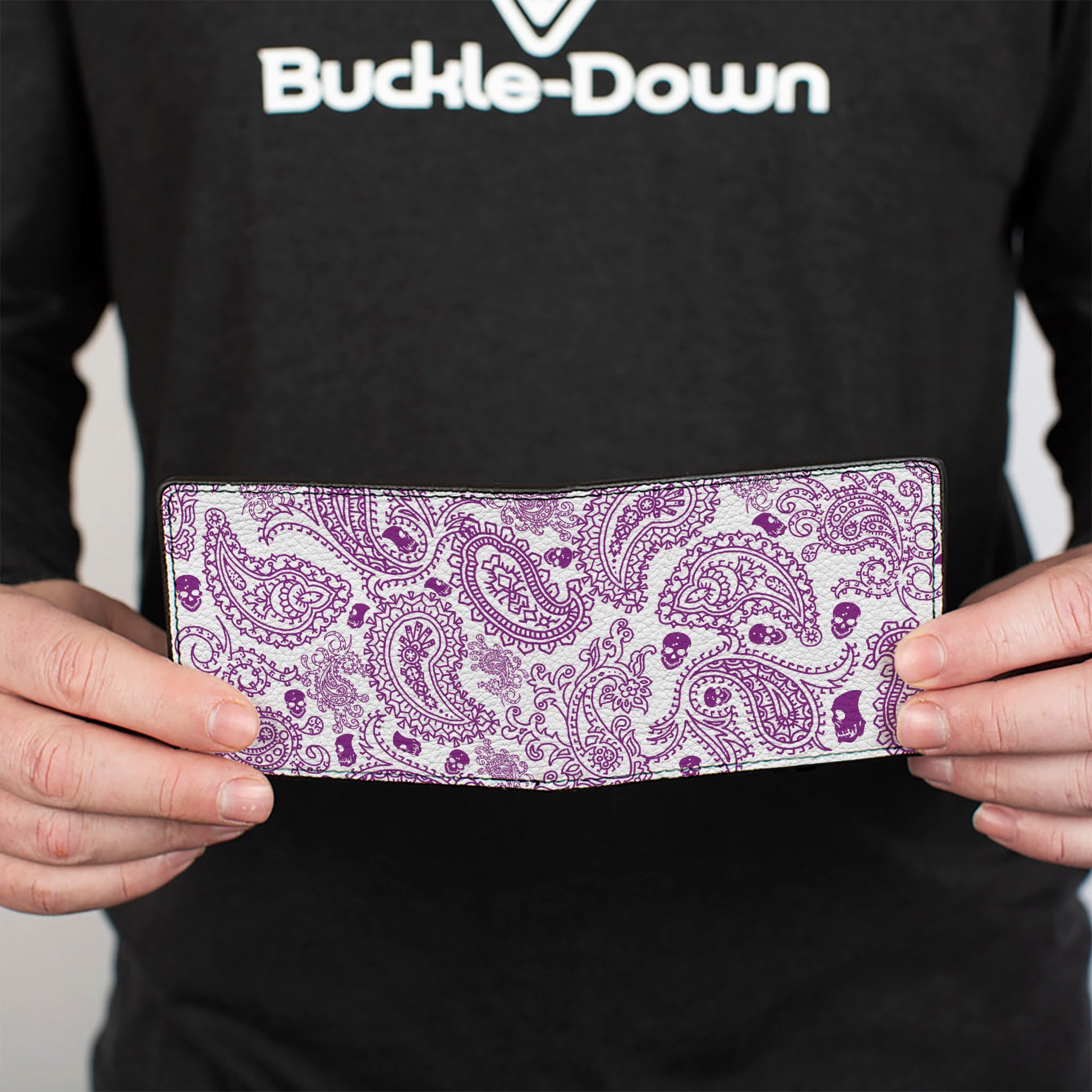 Bi-Fold Wallet - Bandana Skulls White Purple Bi-Fold Wallets Buckle-Down