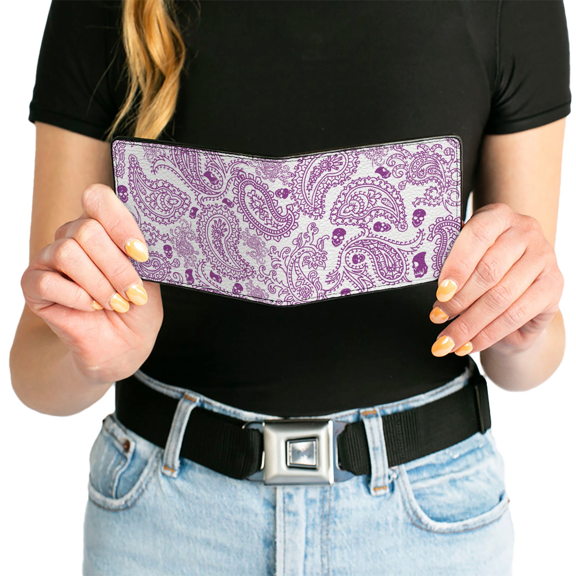 Bi-Fold Wallet - Bandana Skulls White Purple Bi-Fold Wallets Buckle-Down