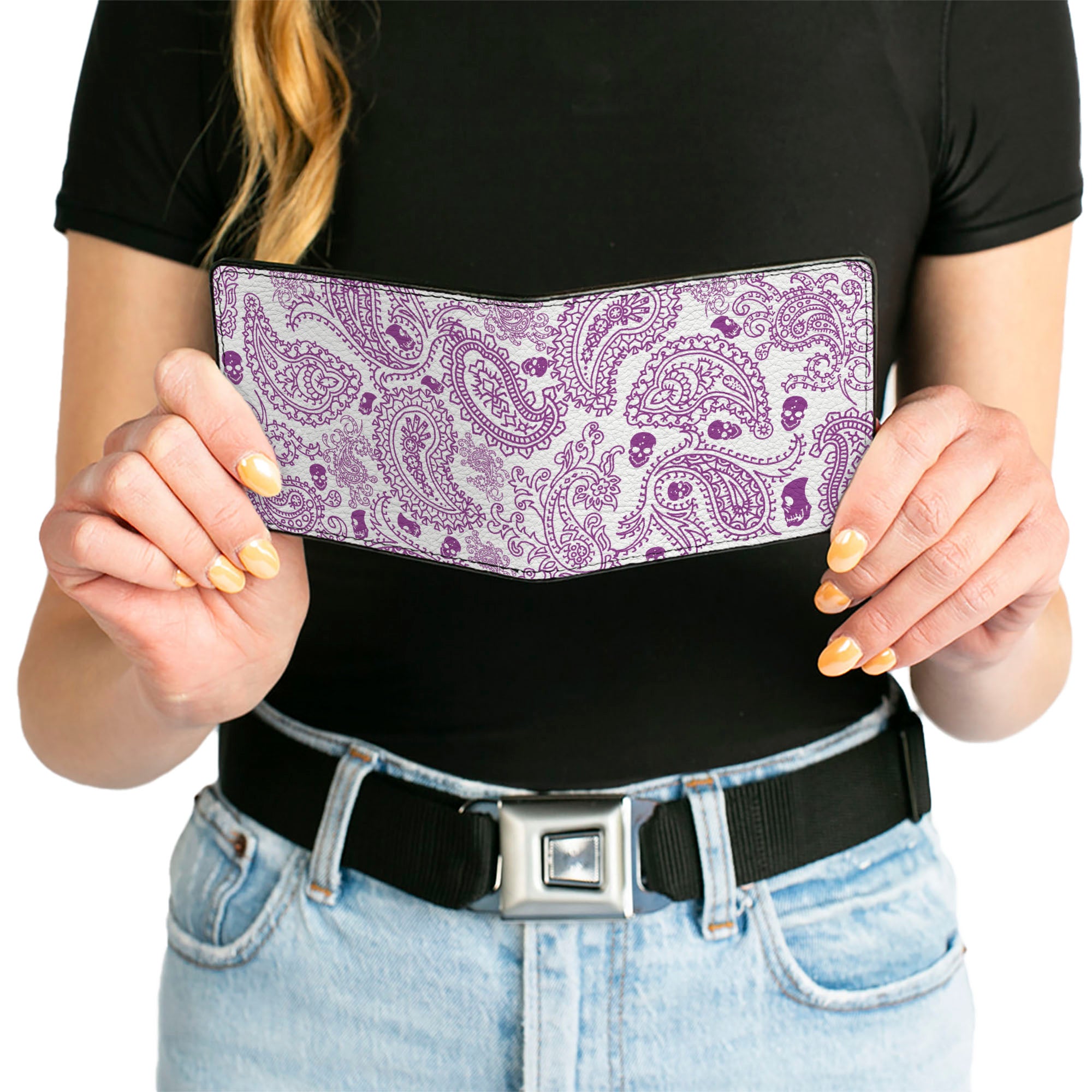 Bi-Fold Wallet - Bandana Skulls White Purple Bi-Fold Wallets Buckle-Down