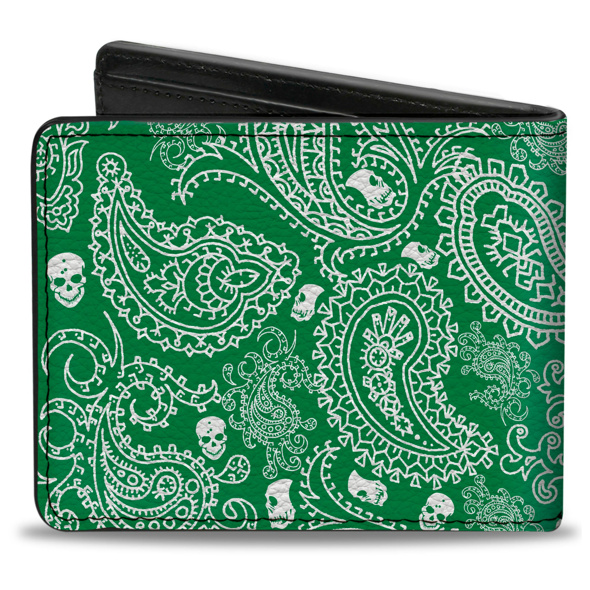 Bi-Fold Wallet - Bandana Skulls Irish Green White Bi-Fold Wallets Buckle-Down