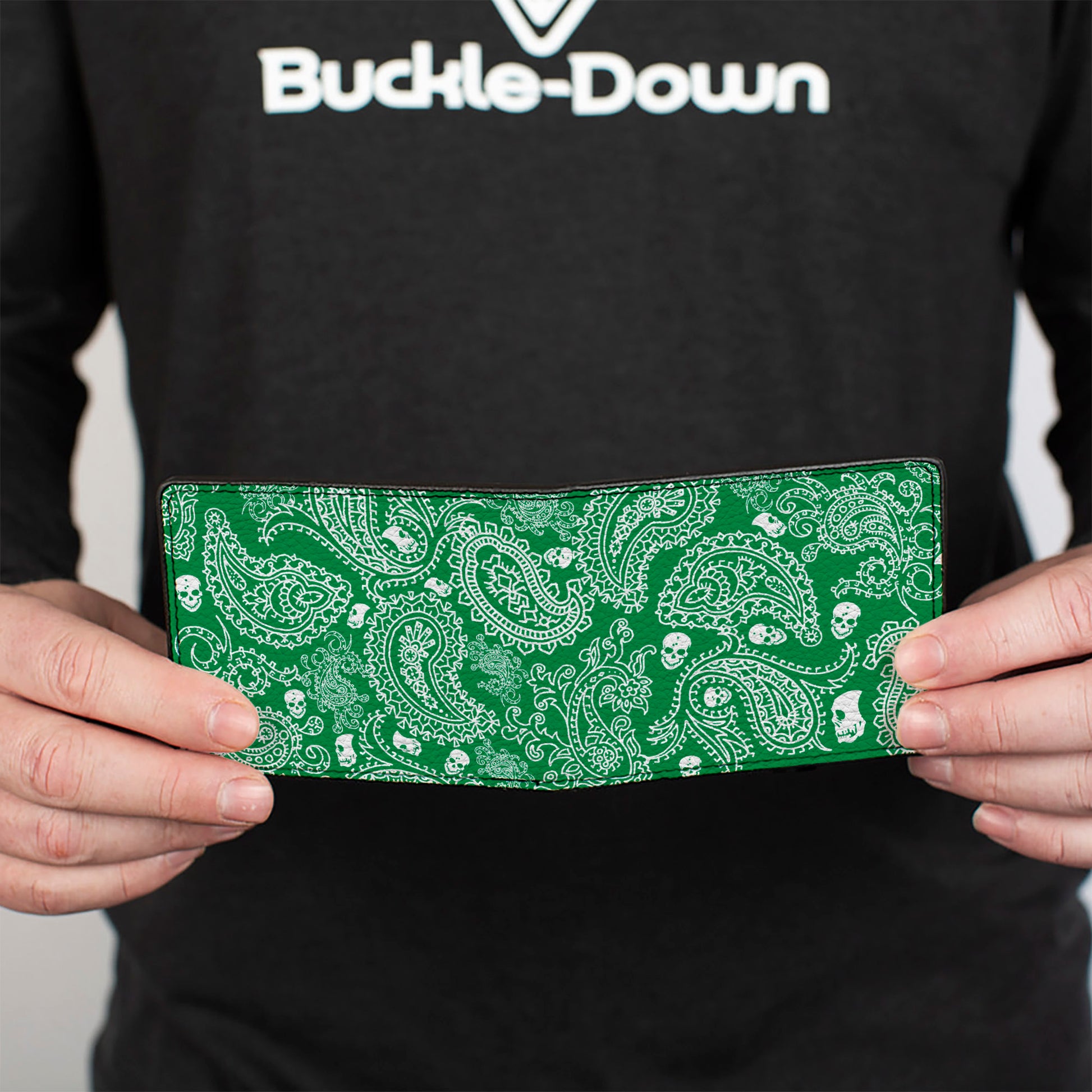 Bi-Fold Wallet - Bandana Skulls Irish Green White Bi-Fold Wallets Buckle-Down