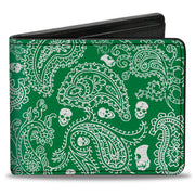 Bi-Fold Wallet - Bandana Skulls Irish Green White Bi-Fold Wallets Buckle-Down