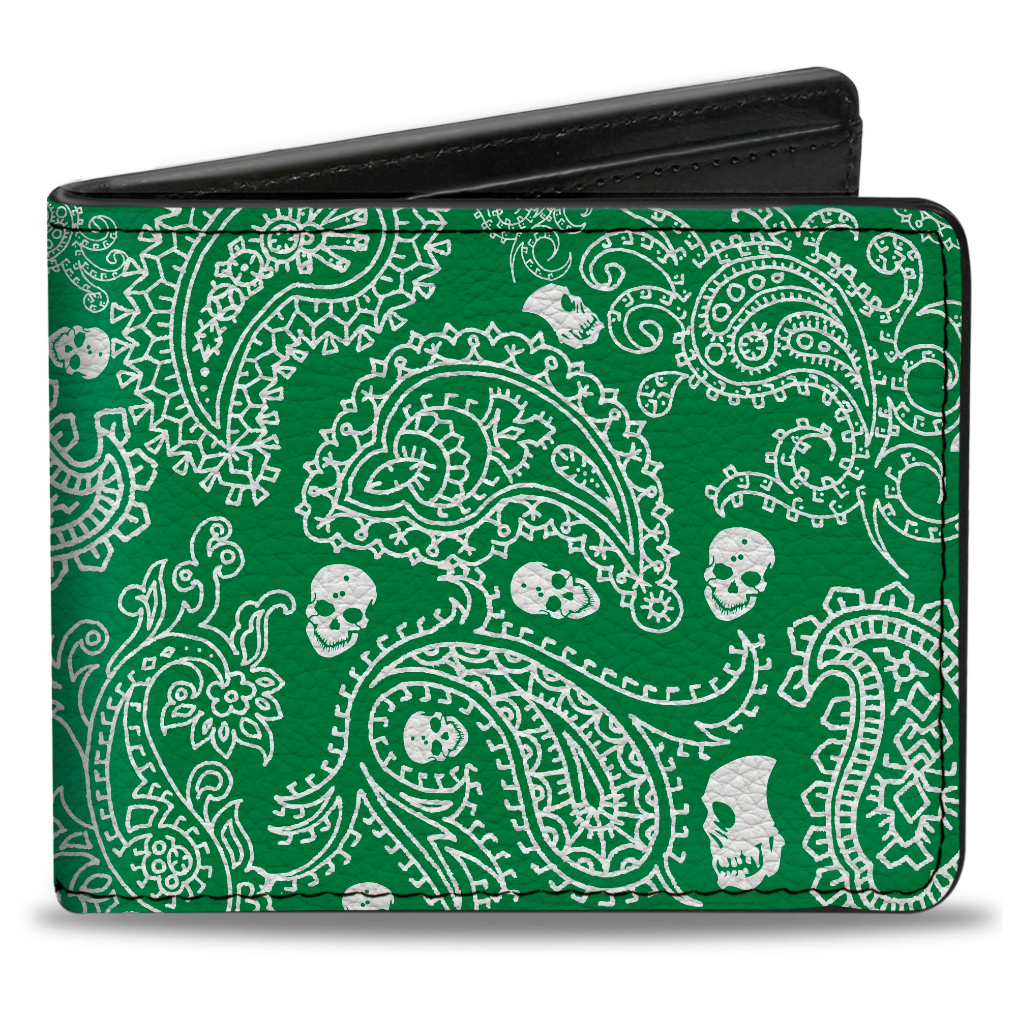 Bi-Fold Wallet - Bandana Skulls Irish Green White Bi-Fold Wallets Buckle-Down