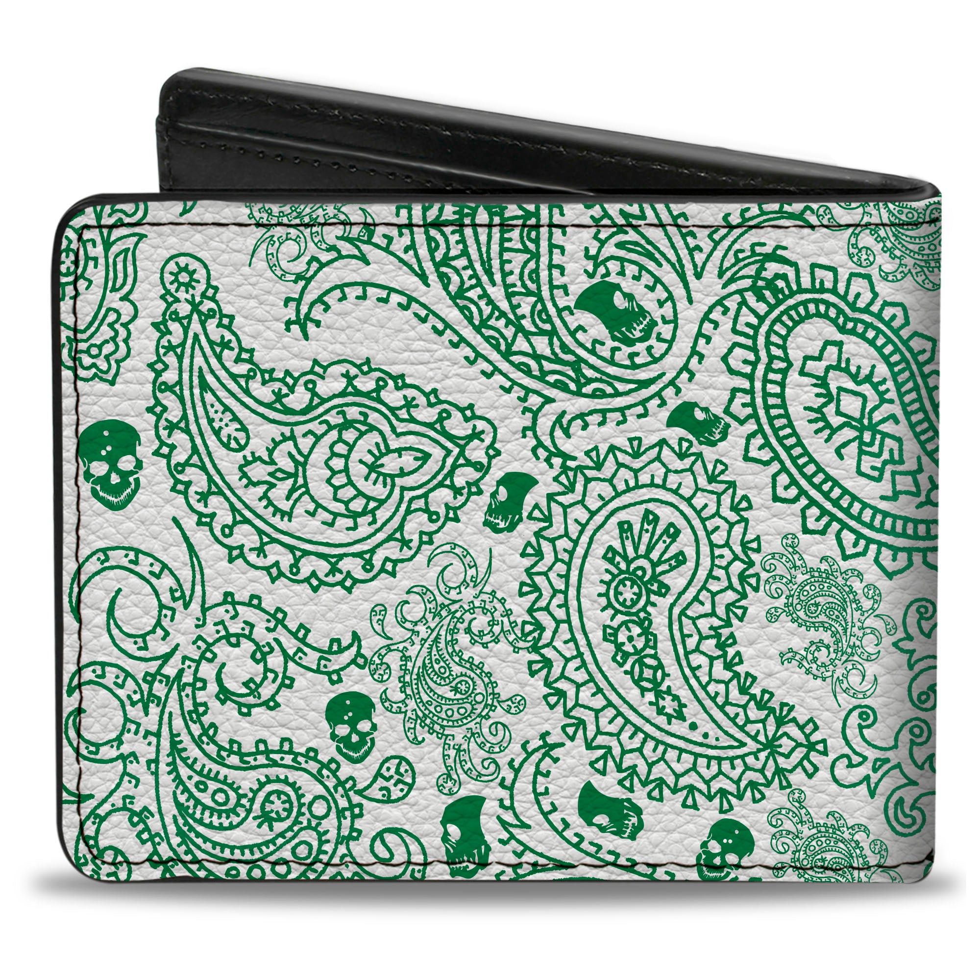 Bi-Fold Wallet - Bandana Skulls White Irish Green Bi-Fold Wallets Buckle-Down