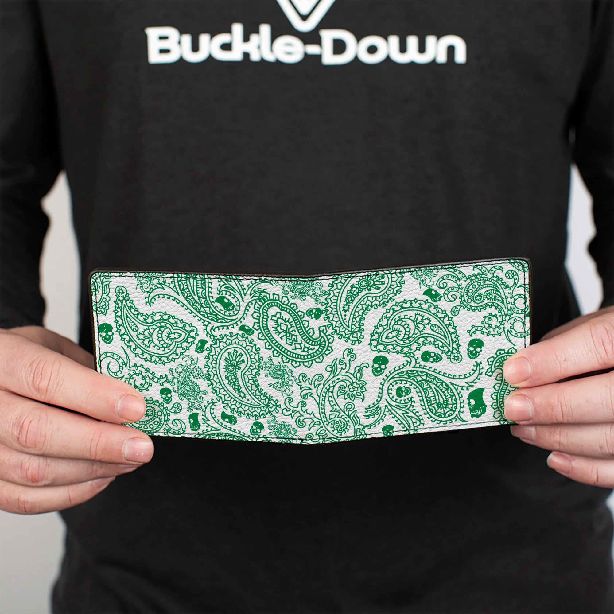 Bi-Fold Wallet - Bandana Skulls White Irish Green Bi-Fold Wallets Buckle-Down