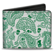 Bi-Fold Wallet - Bandana Skulls White Irish Green Bi-Fold Wallets Buckle-Down