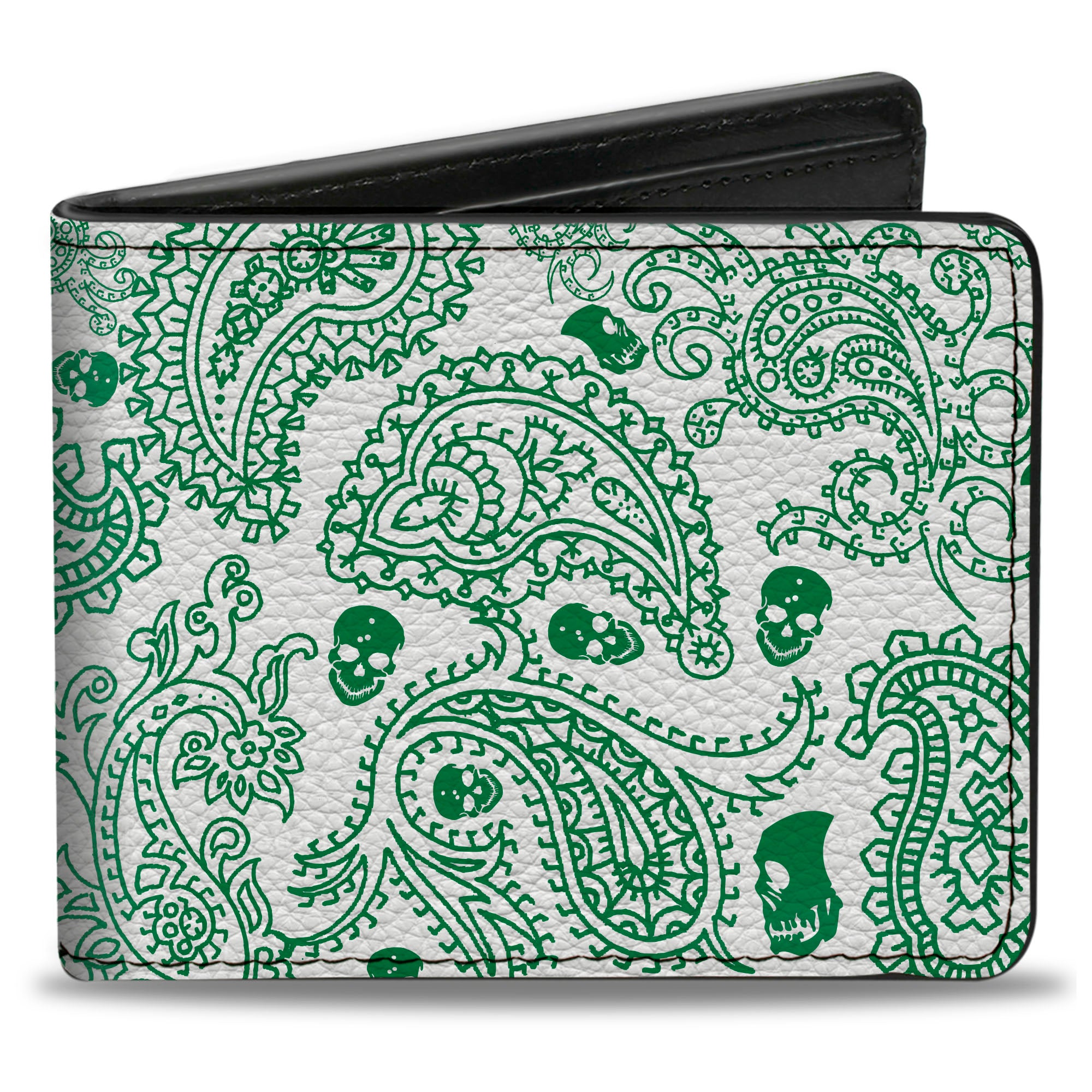Bi-Fold Wallet - Bandana Skulls White Irish Green Bi-Fold Wallets Buckle-Down