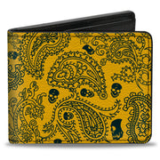 Bi-Fold Wallet - Bandana Skulls Gold Green Bi-Fold Wallets Buckle-Down