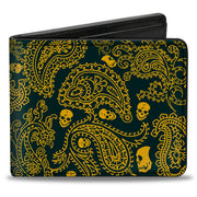 Bi-Fold Wallet - Bandana Skulls Green Gold Bi-Fold Wallets Buckle-Down