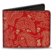 Bi-Fold Wallet - Bandana Skulls Scarlet Red Gold Bi-Fold Wallets Buckle-Down