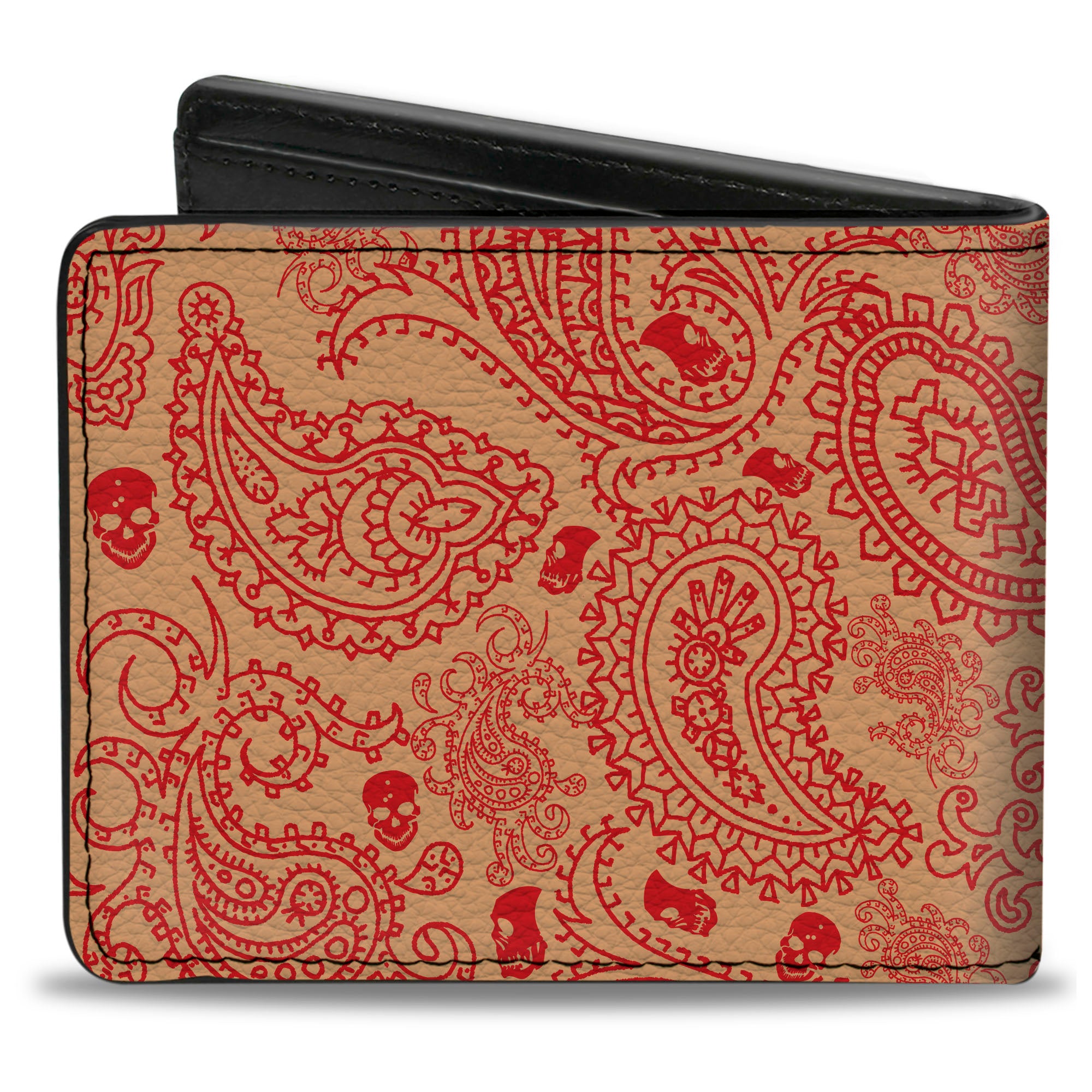 Bi-Fold Wallet - Bandana Skulls Gold Scarlet Red Bi-Fold Wallets Buckle-Down