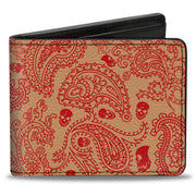 Bi-Fold Wallet - Bandana Skulls Gold Scarlet Red Bi-Fold Wallets Buckle-Down