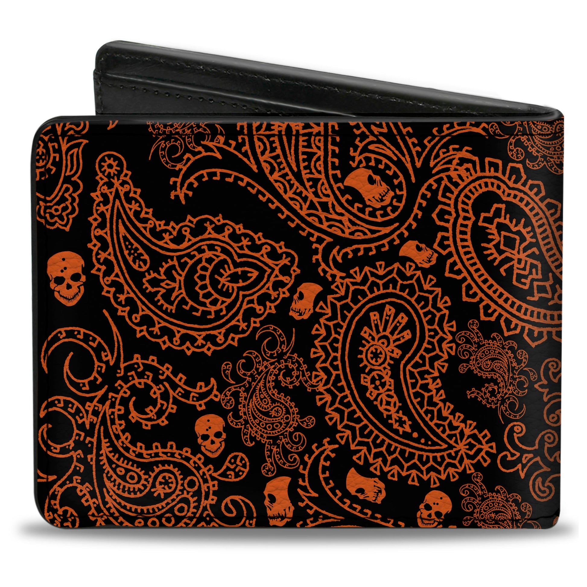 Bi-Fold Wallet - Bandana Skulls Black Orange Bi-Fold Wallets Buckle-Down