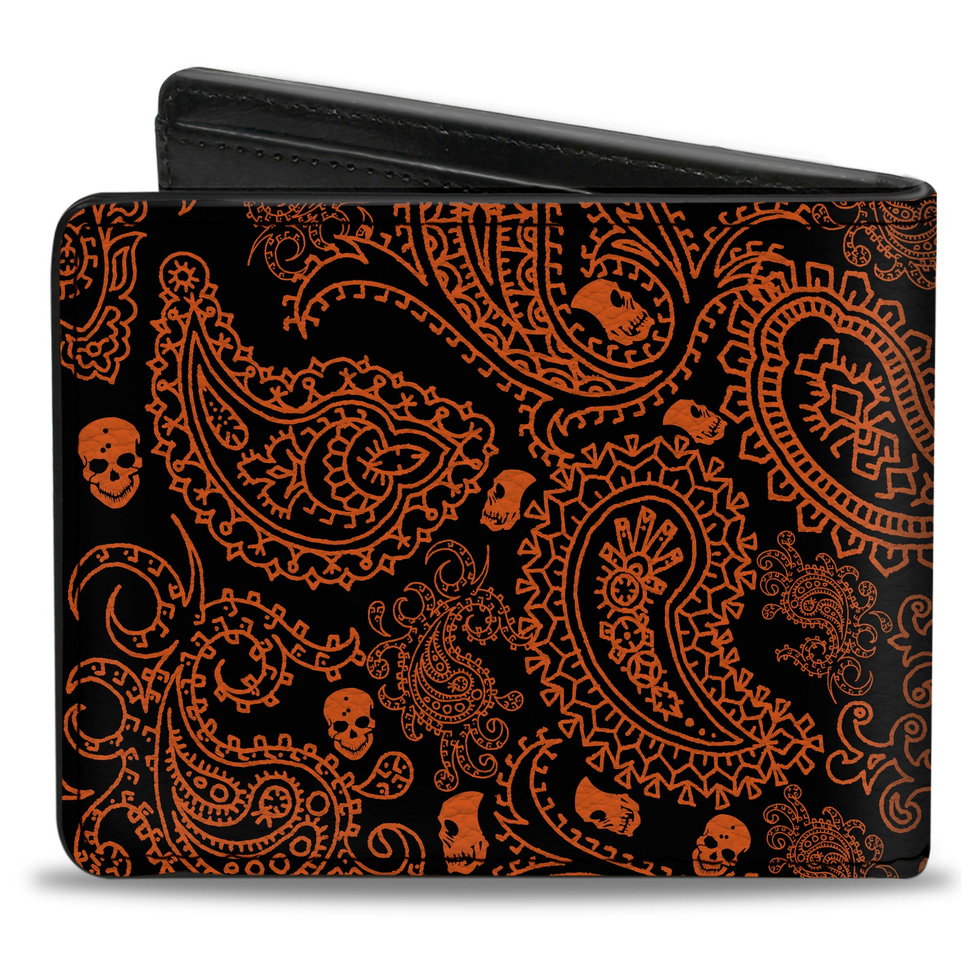Bi-Fold Wallet - Bandana Skulls Black Orange Bi-Fold Wallets Buckle-Down
