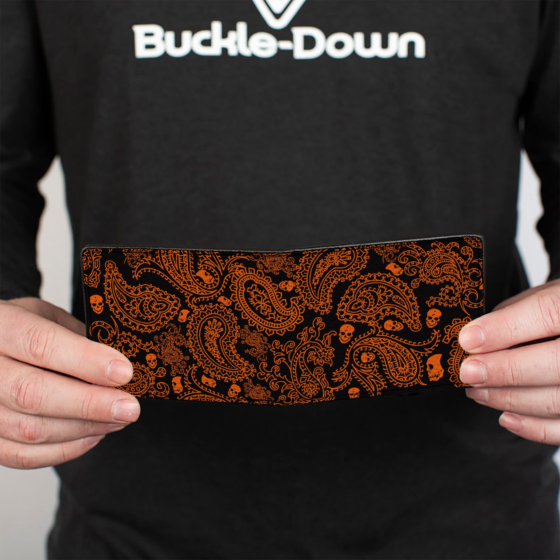 Bi-Fold Wallet - Bandana Skulls Black Orange Bi-Fold Wallets Buckle-Down