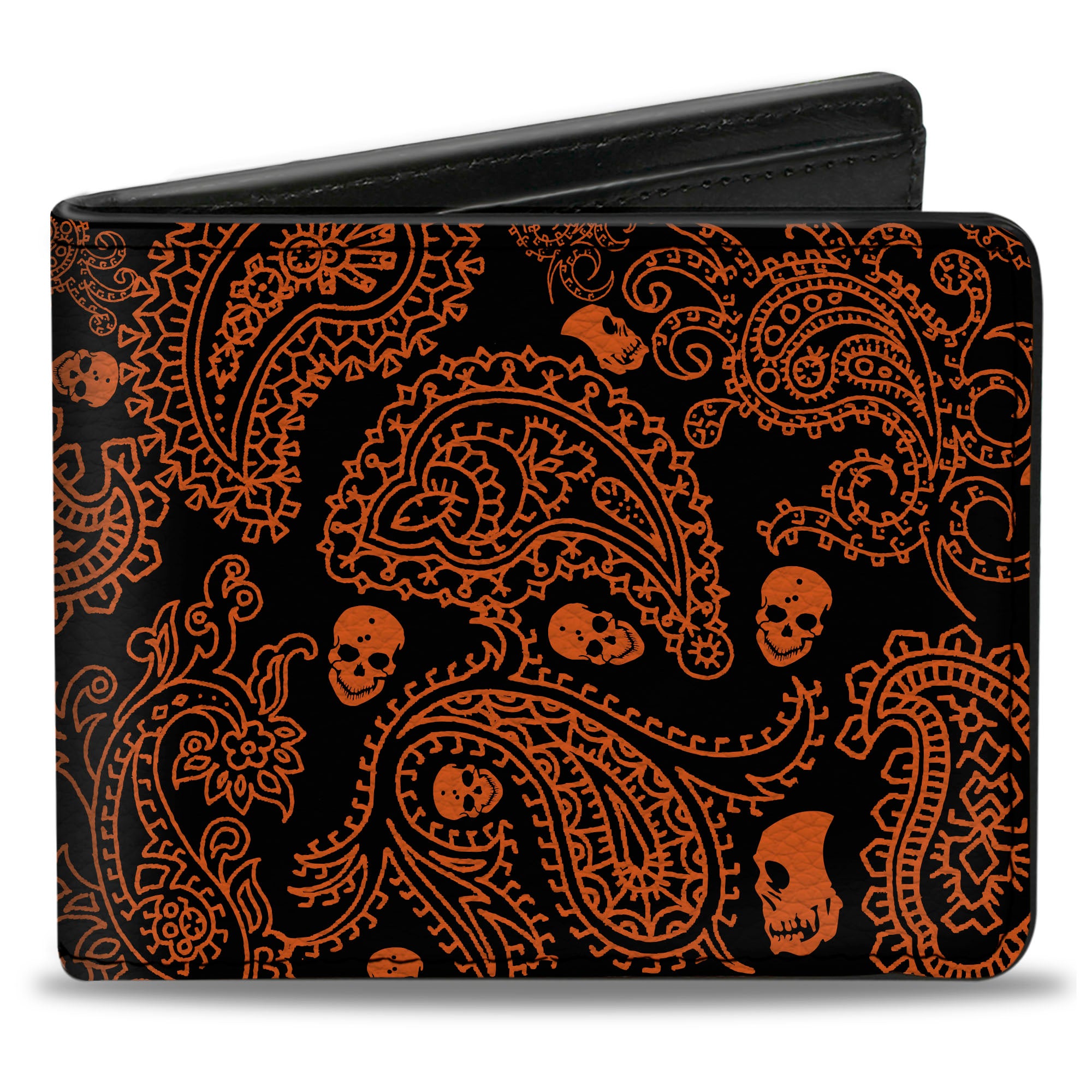 Bi-Fold Wallet - Bandana Skulls Black Orange Bi-Fold Wallets Buckle-Down