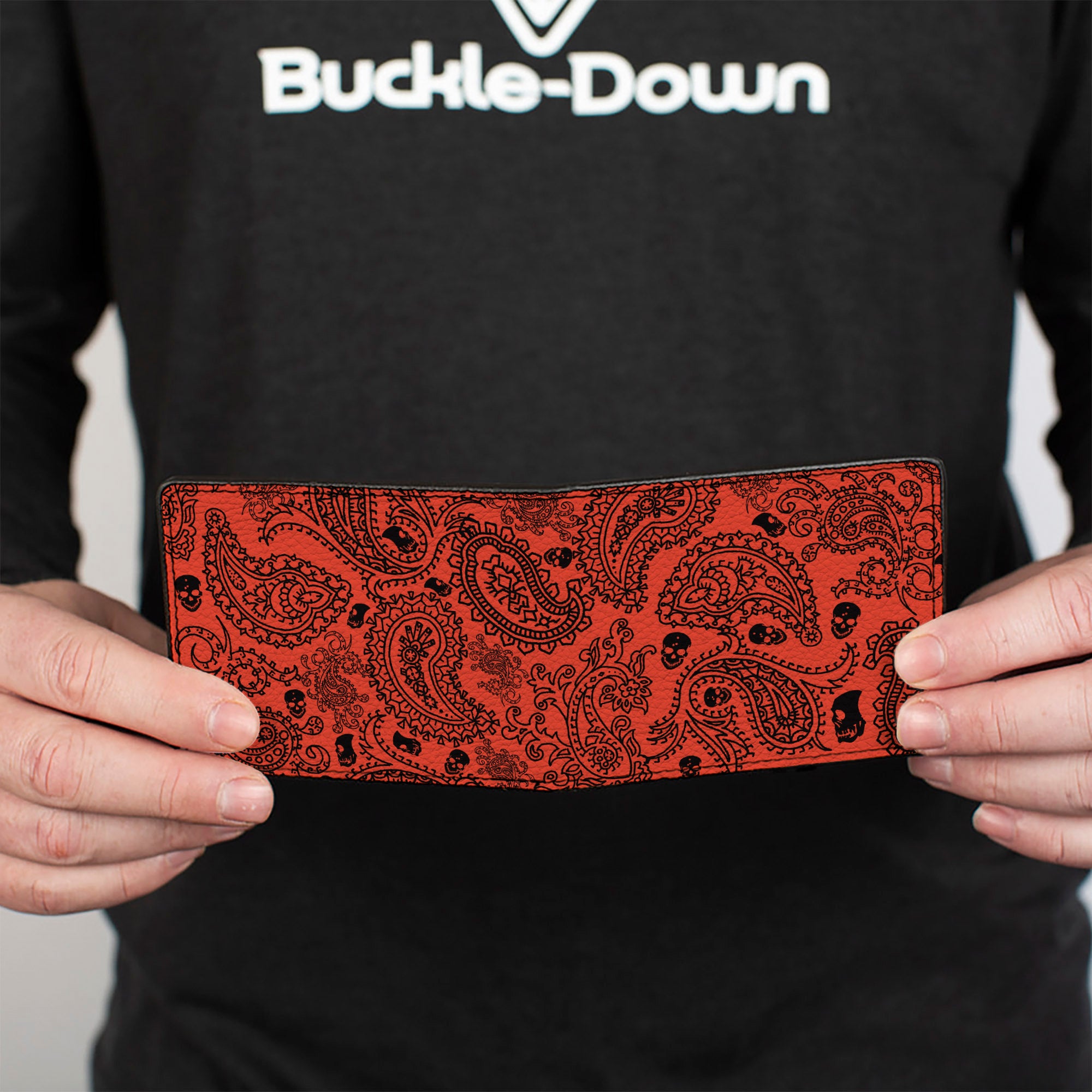 Bi-Fold Wallet - Bandana Skulls Orange Black Bi-Fold Wallets Buckle-Down