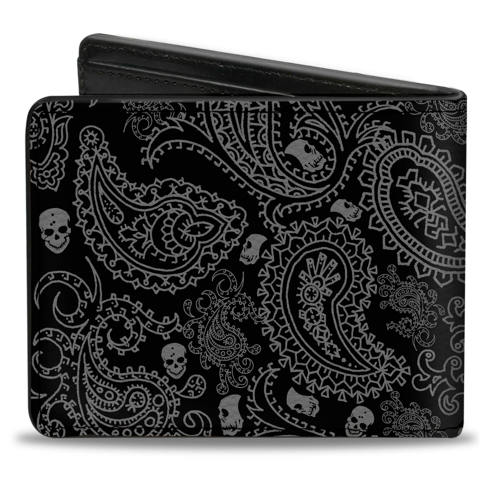 Bi-Fold Wallet - Bandana Skulls Black Silver Bi-Fold Wallets Buckle-Down