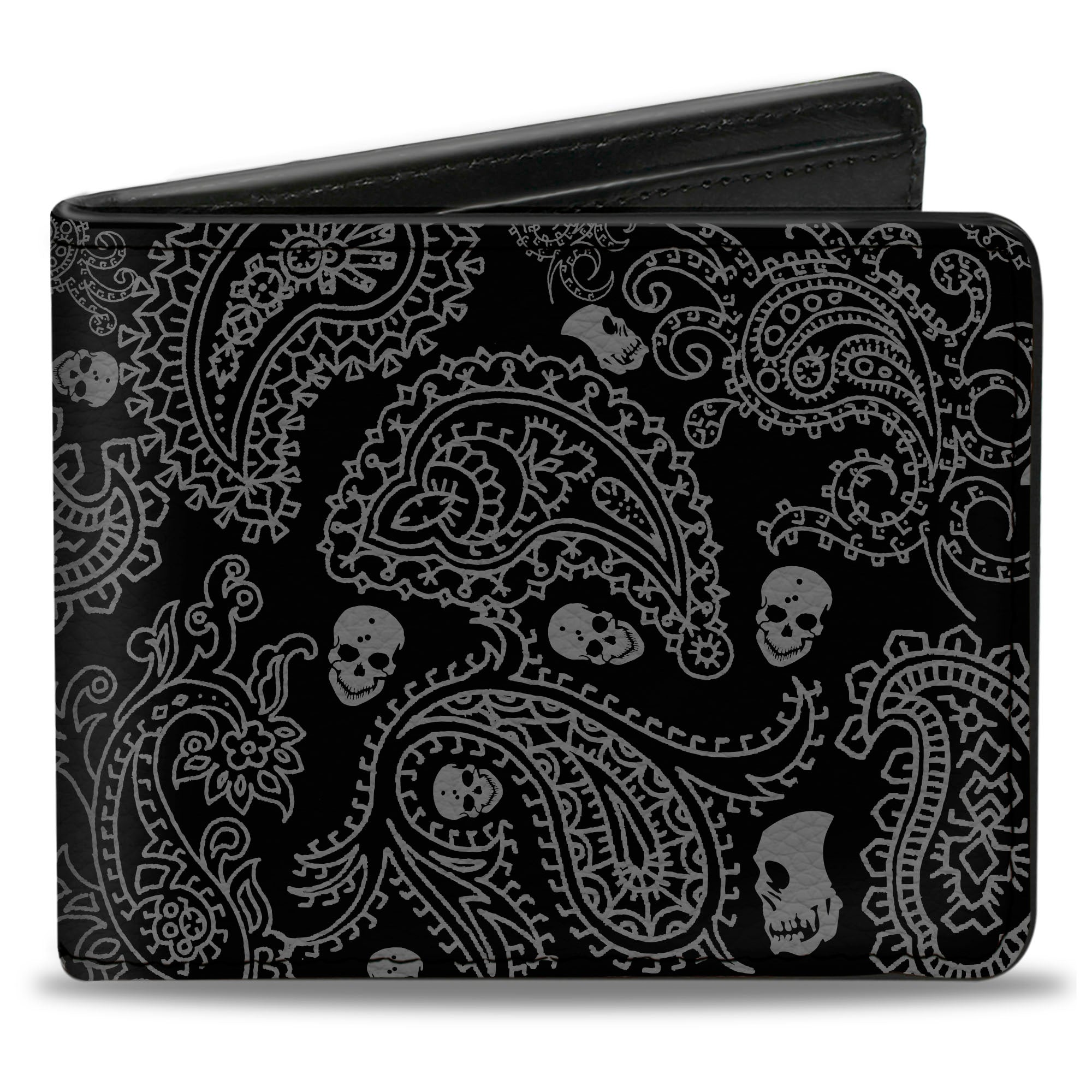 Bi-Fold Wallet - Bandana Skulls Black Silver Bi-Fold Wallets Buckle-Down