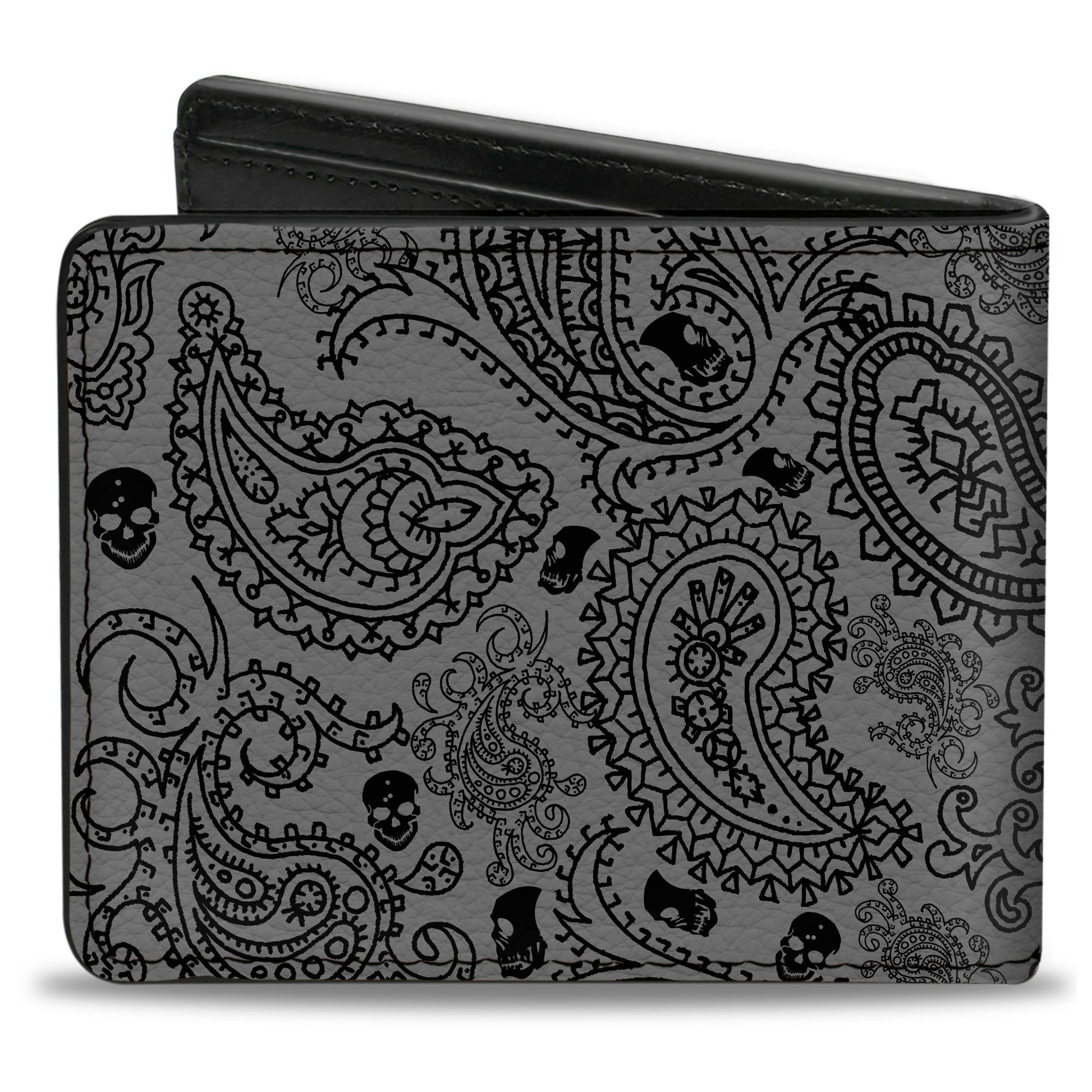 Bi-Fold Wallet - Bandana Skulls Silver Black Bi-Fold Wallets Buckle-Down