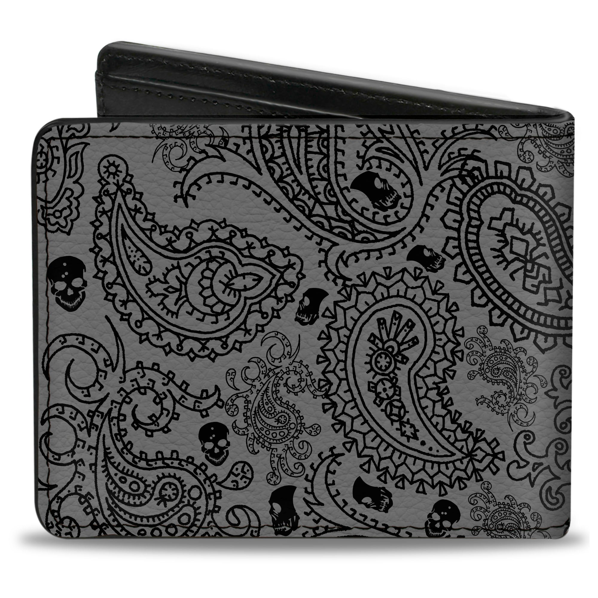 Bi-Fold Wallet - Bandana Skulls Silver Black Bi-Fold Wallets Buckle-Down