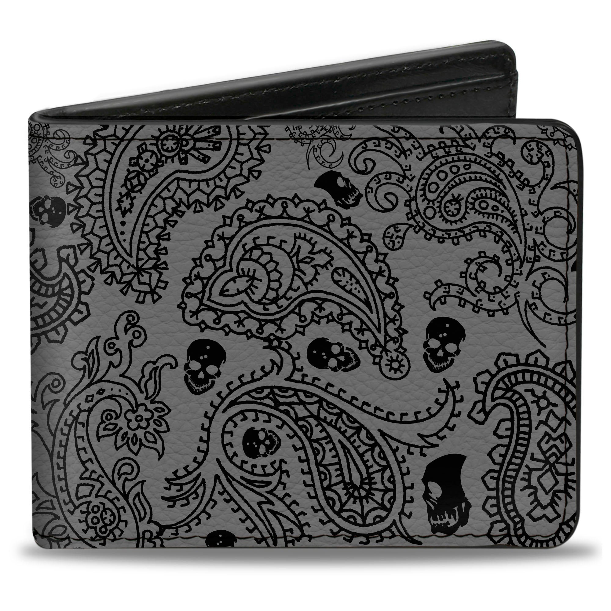 Bi-Fold Wallet - Bandana Skulls Silver Black Bi-Fold Wallets Buckle-Down