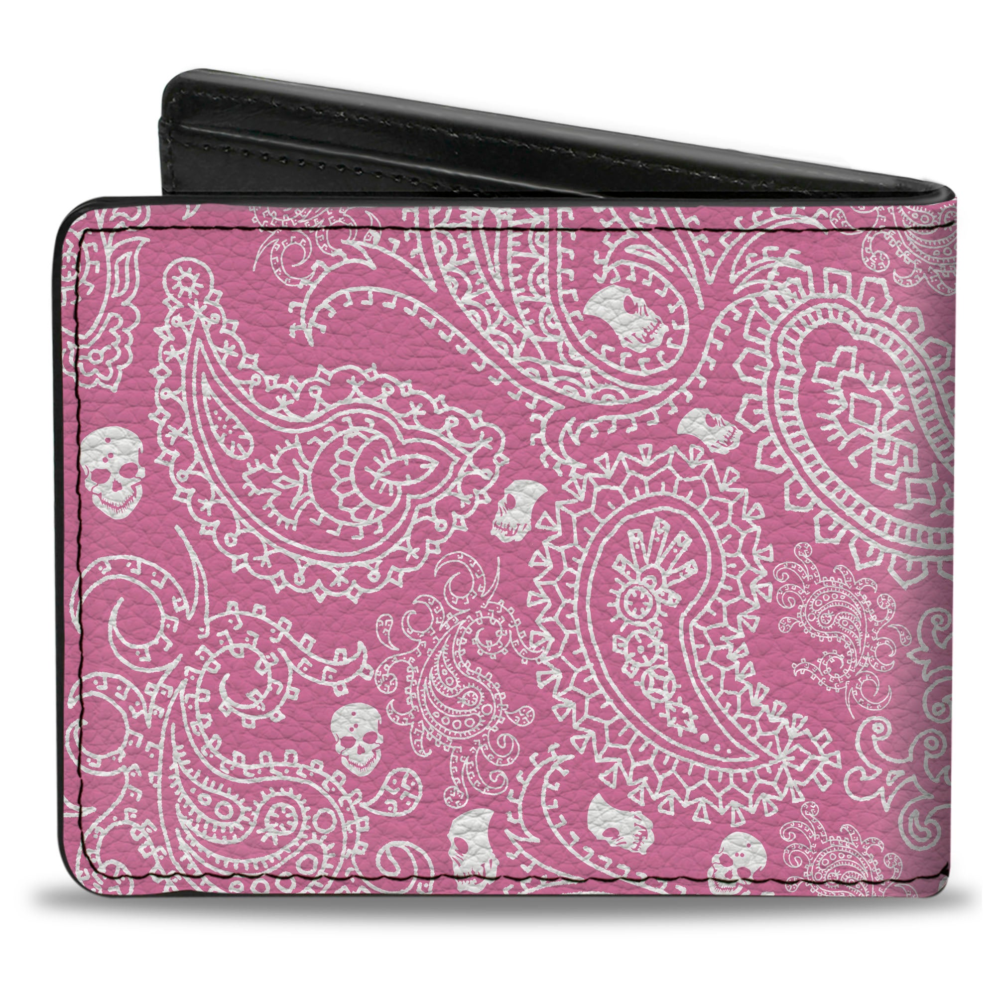 Bi-Fold Wallet - Bandana Skulls Pink White Bi-Fold Wallets Buckle-Down