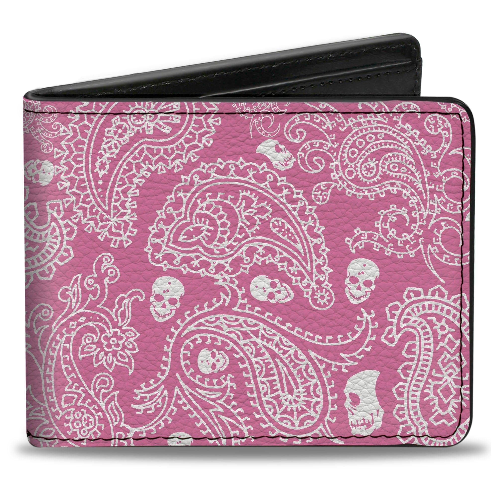 Bi-Fold Wallet - Bandana Skulls Pink White Bi-Fold Wallets Buckle-Down