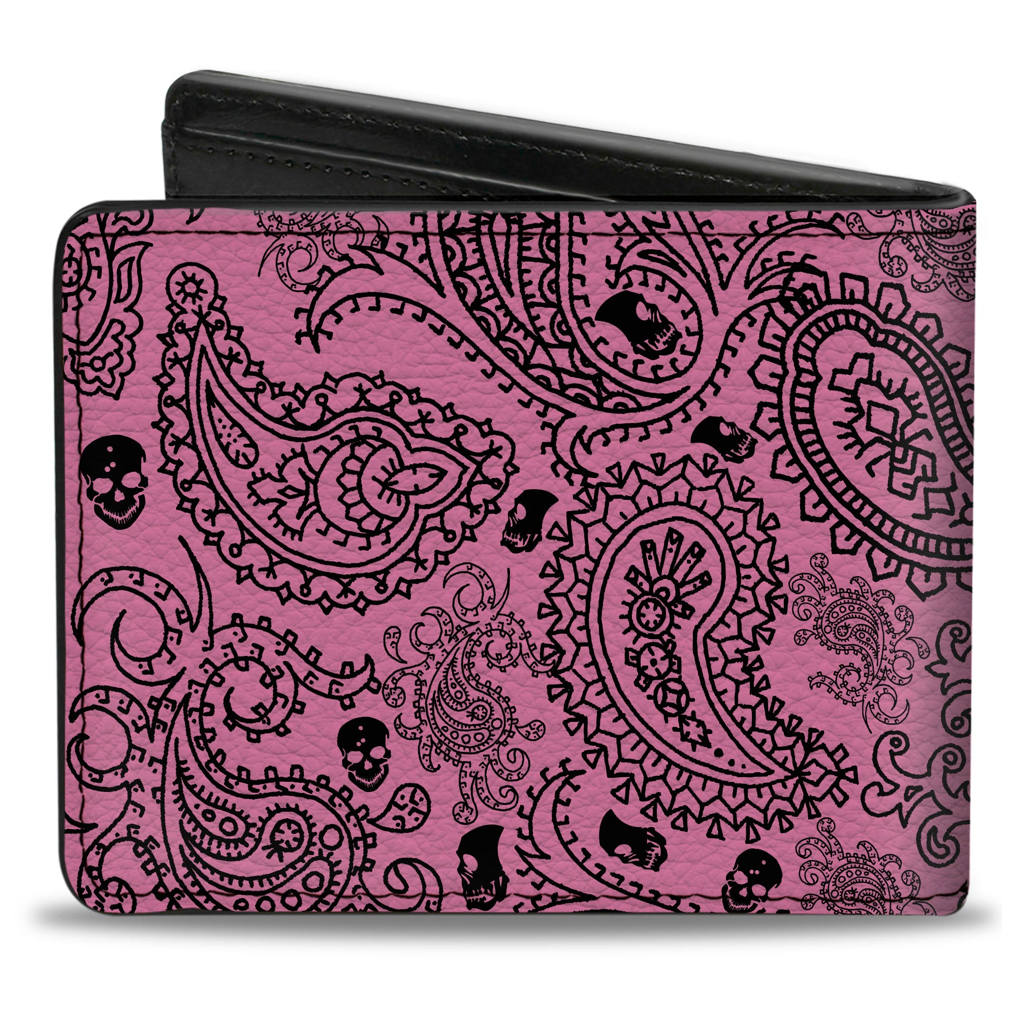 Bi-Fold Wallet - Bandana Skulls Pink Black Bi-Fold Wallets Buckle-Down