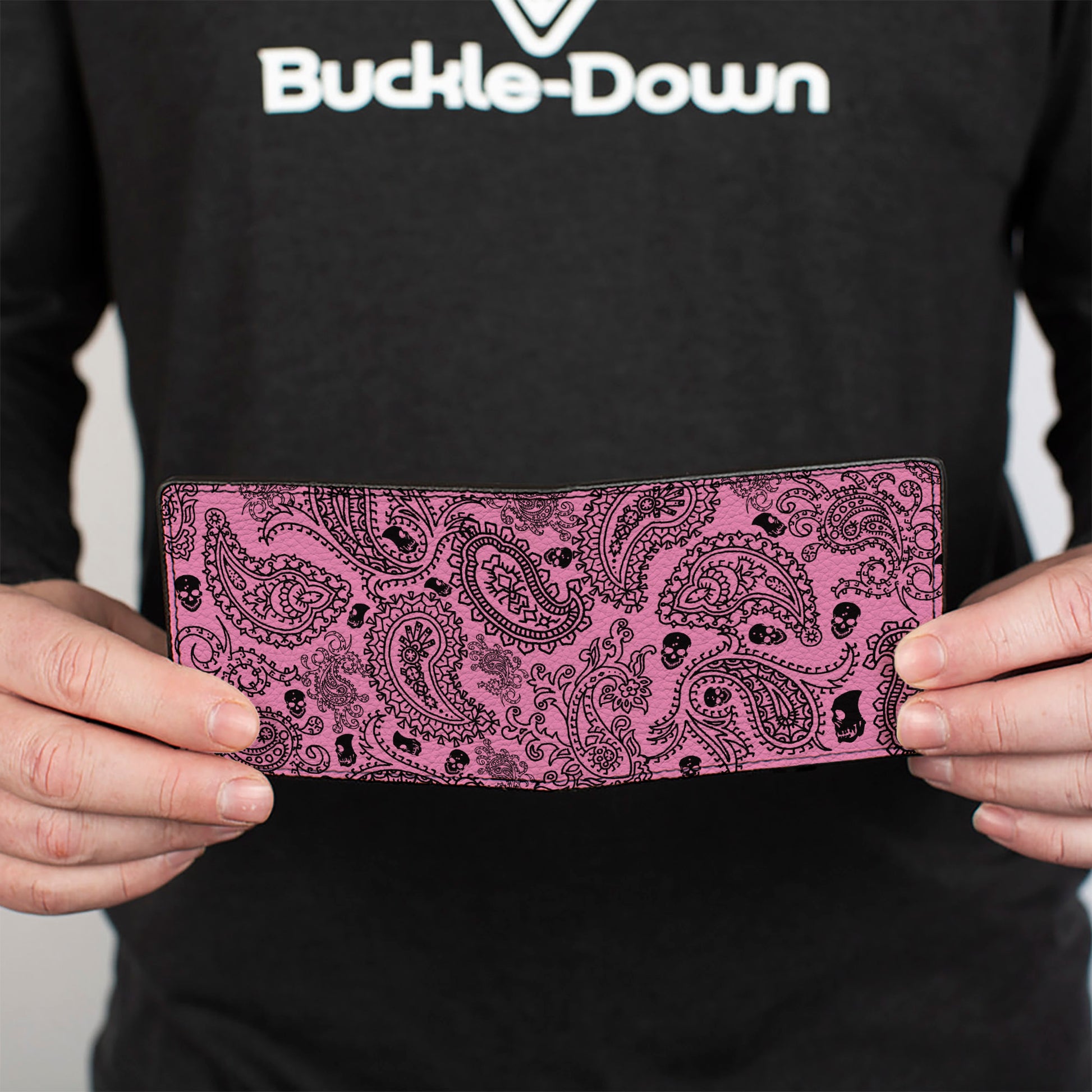 Bi-Fold Wallet - Bandana Skulls Pink Black Bi-Fold Wallets Buckle-Down