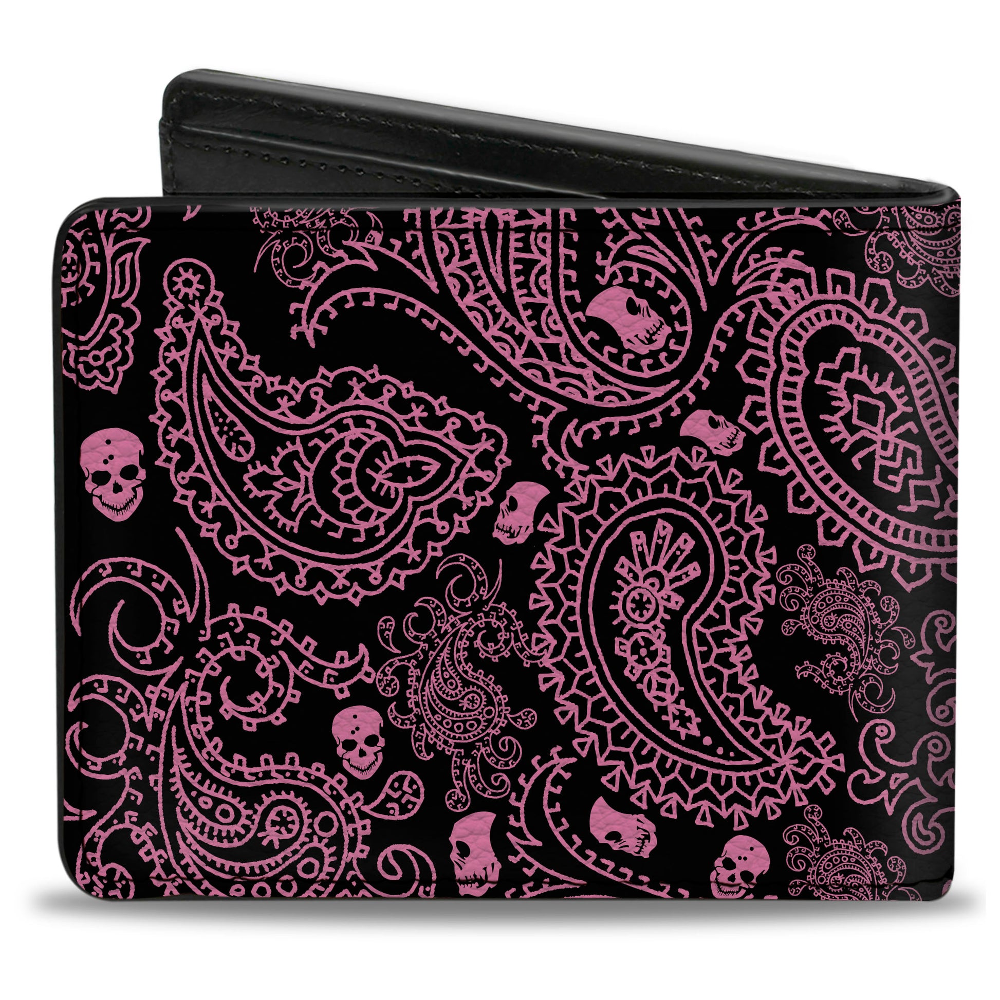 Bi-Fold Wallet - Bandana Skulls Black Pink Bi-Fold Wallets Buckle-Down