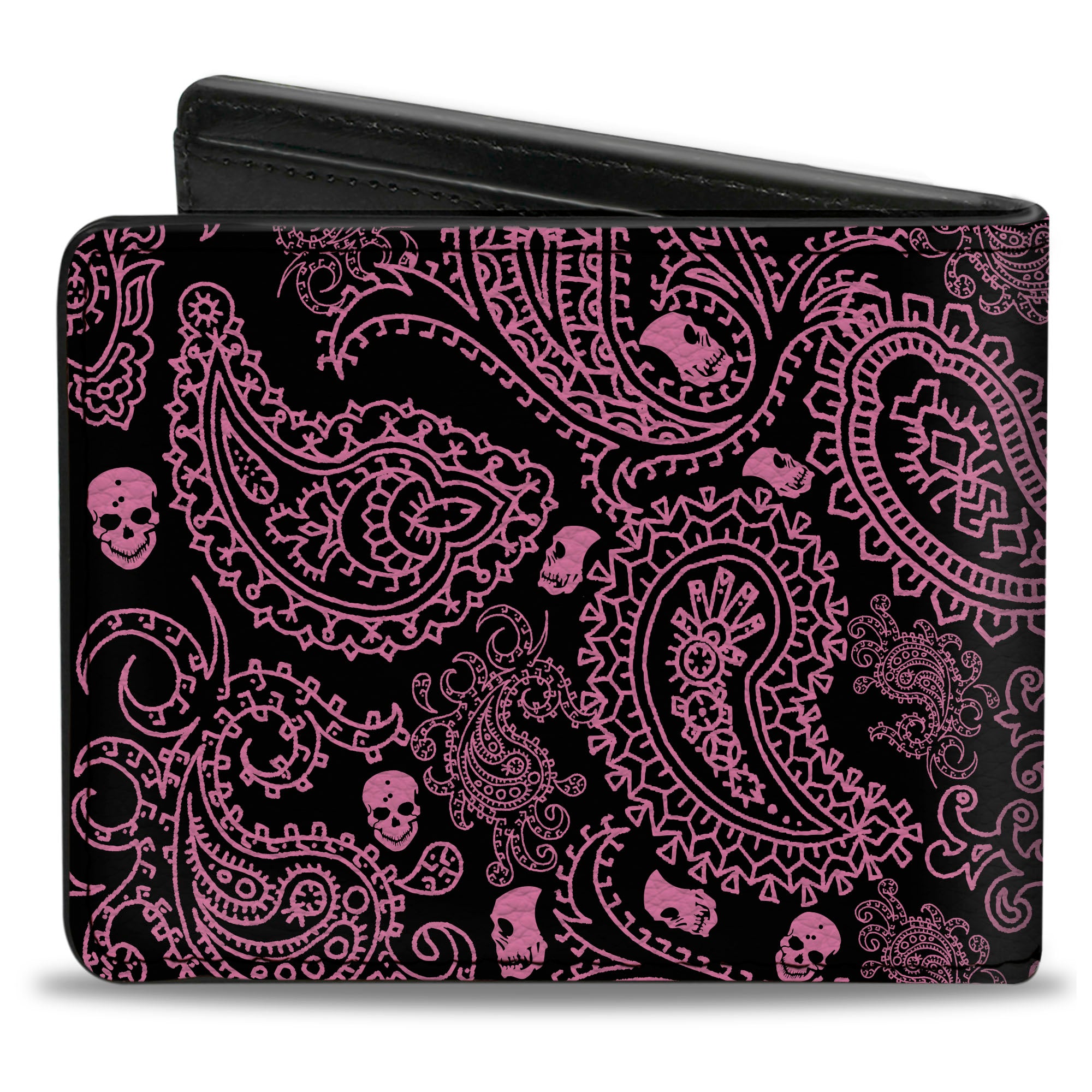 Bi-Fold Wallet - Bandana Skulls Black Pink Bi-Fold Wallets Buckle-Down