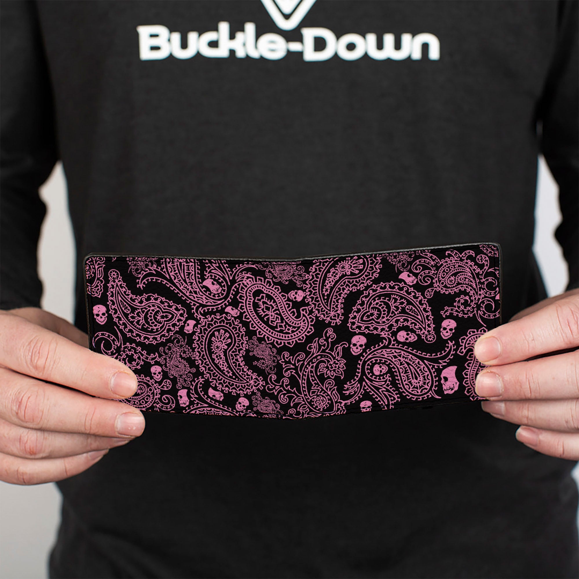 Bi-Fold Wallet - Bandana Skulls Black Pink Bi-Fold Wallets Buckle-Down