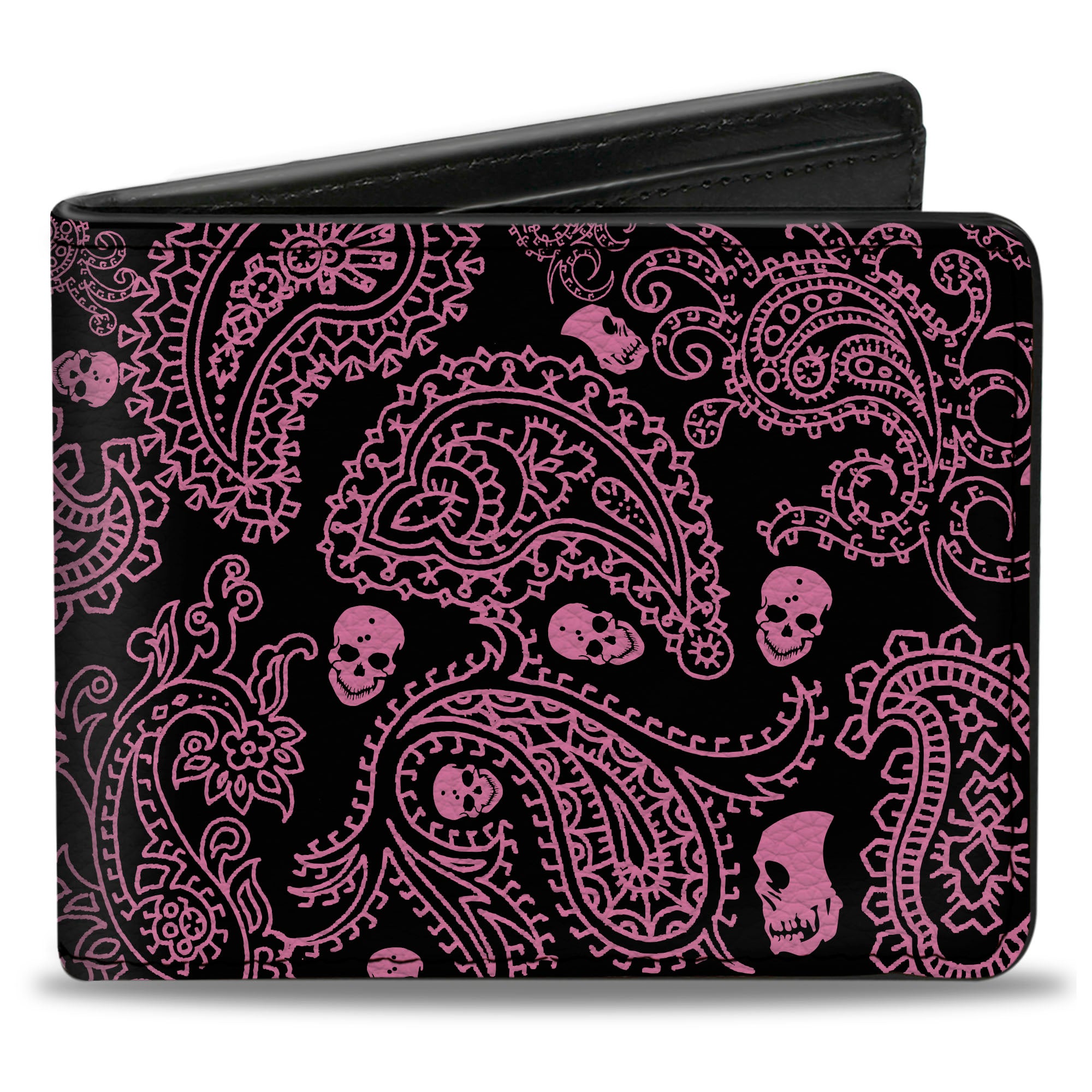 Bi-Fold Wallet - Bandana Skulls Black Pink Bi-Fold Wallets Buckle-Down