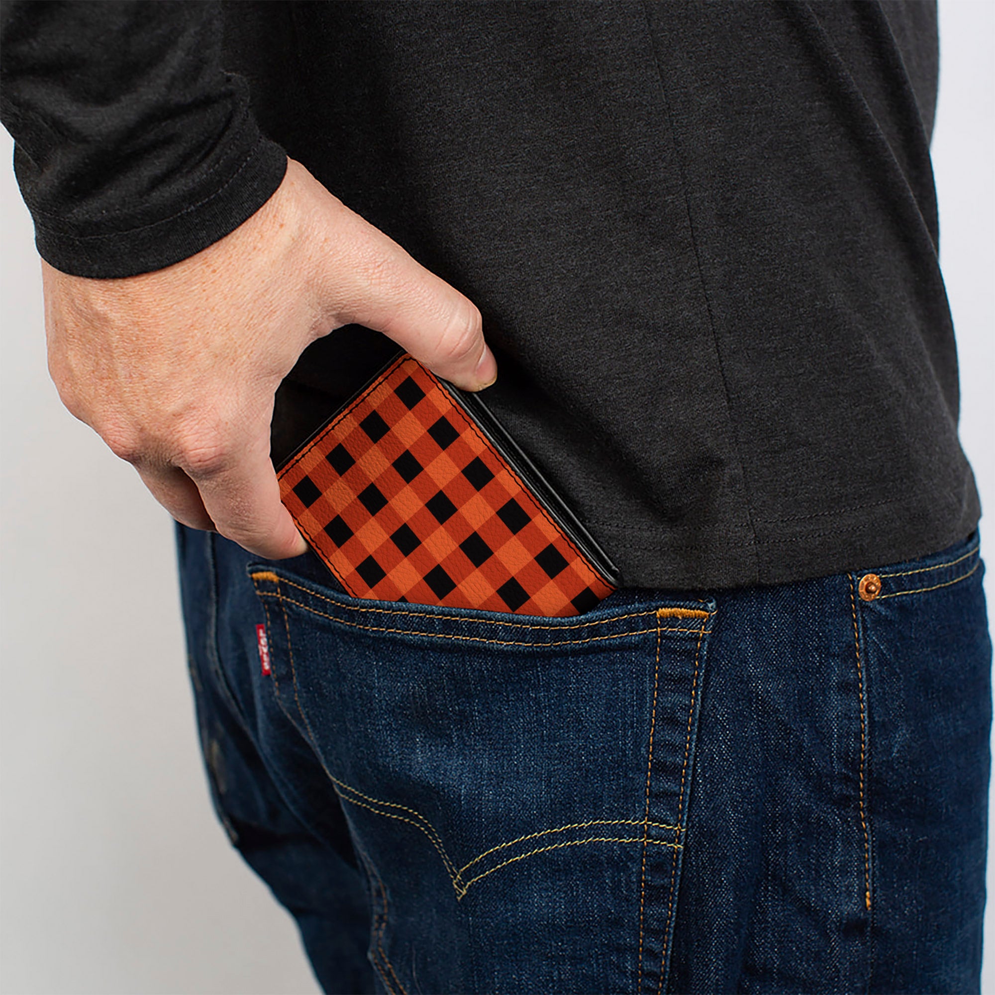Bi-Fold Wallet - Buffalo Plaid Black Orange Bi-Fold Wallets Buckle-Down