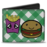 Bi-Fold Wallet - Burger & Fries Cartoon Straight Green Tablecloth Bi-Fold Wallets Buckle-Down